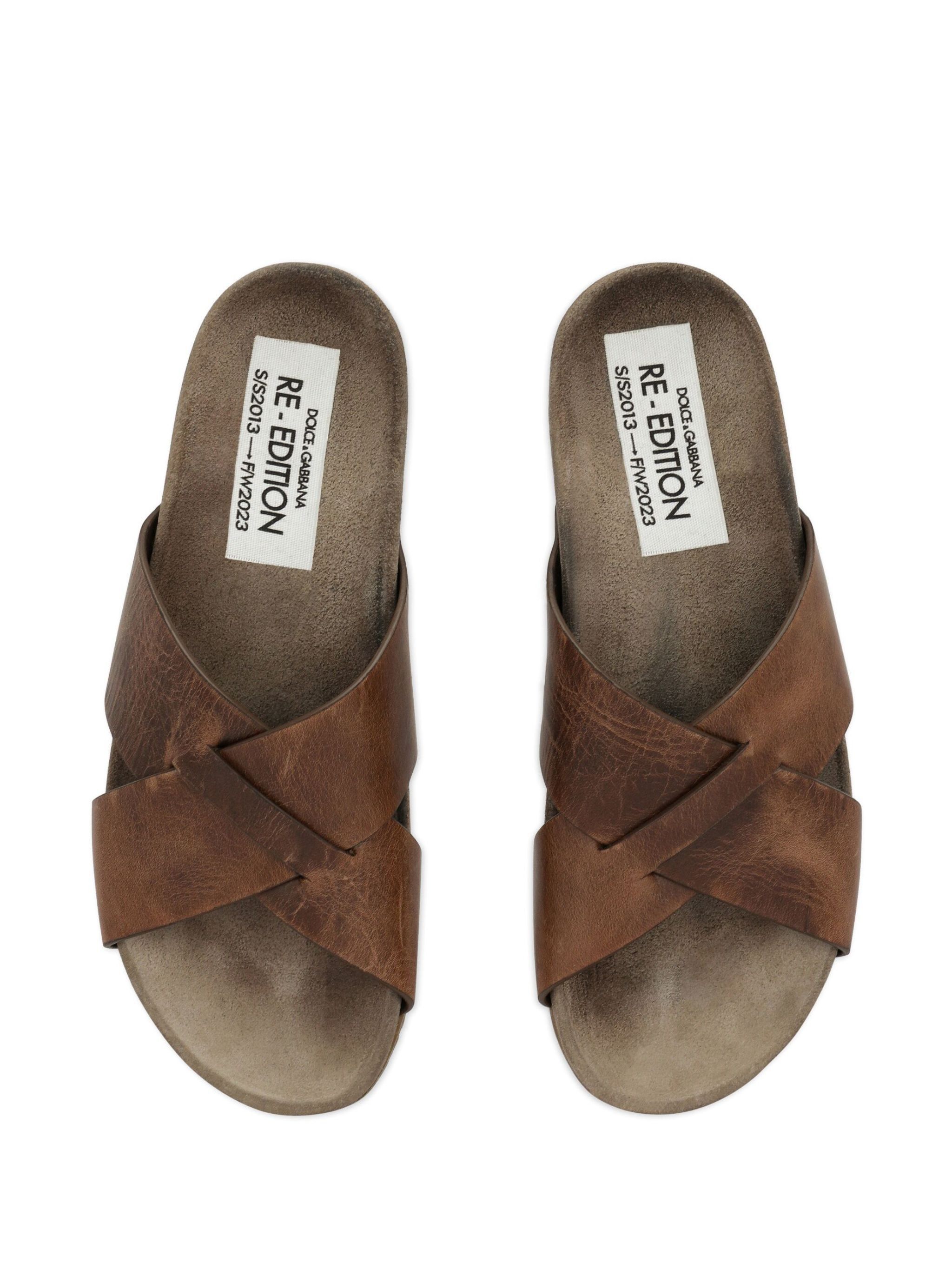 Dolce & Gabbana o1y0125 Leather Slippers in Brown Size US 8.5 / EU 41-42 - 4 Thumbnail