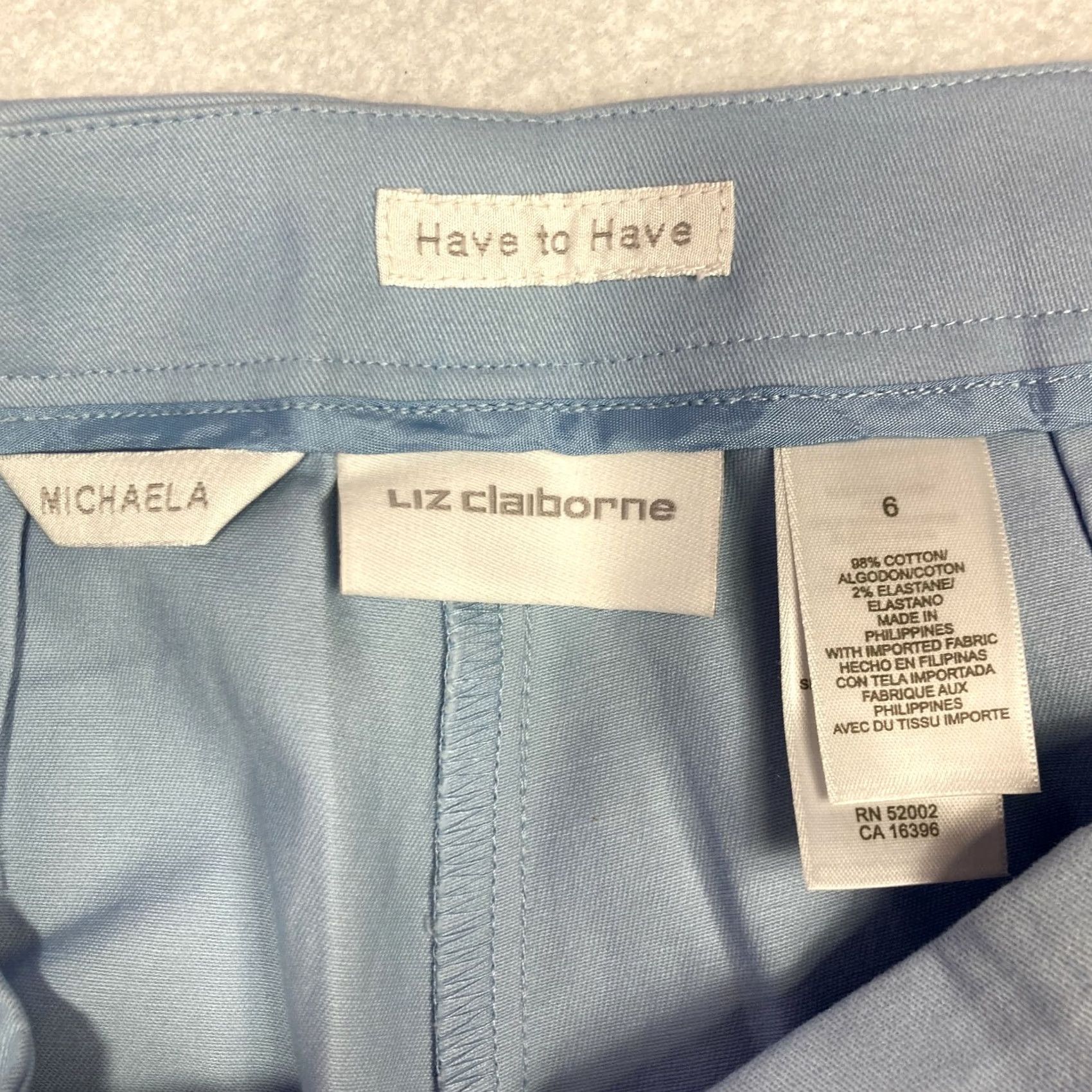 Liz Claiborne Liz Claiborne Womens Blue Stretch Have to Have Michaela Pants NWT Size 6 Size 28" / US 6 / IT 42 - 5 Thumbnail