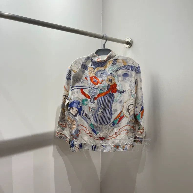 Hermes Hermes Contrast Color Block Pattern Collar Long Sleeve Shi Size XS / US 0-2 / IT 36-38 - 2 Thumbnail