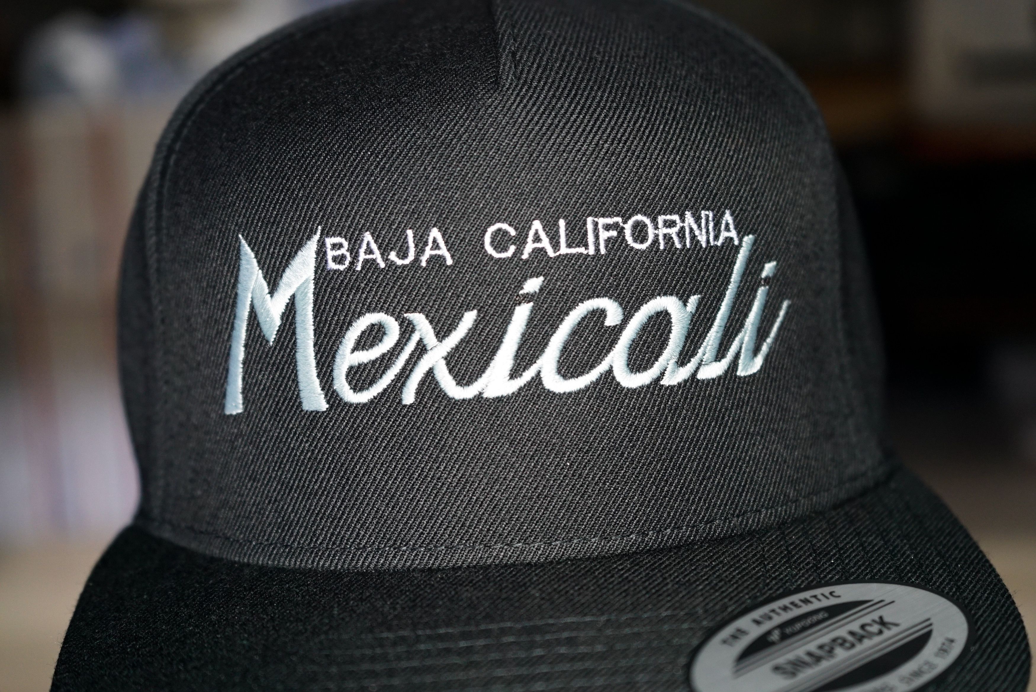Handmade Baja California Mexicali Retro Script Style Snapback Hat Size ONE SIZE - 2 Thumbnail
