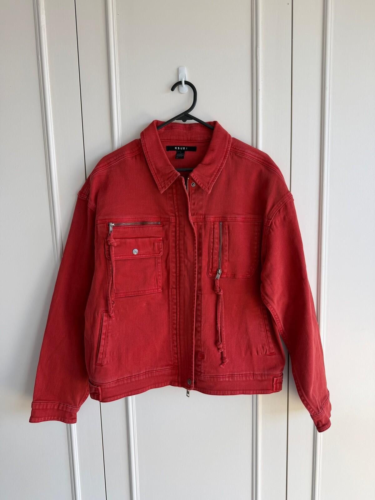 Ksubi new Ksubi womens oversized denim Jacket top small s 8 red Size S / US 4 / IT 40 - 1 Thumbnail