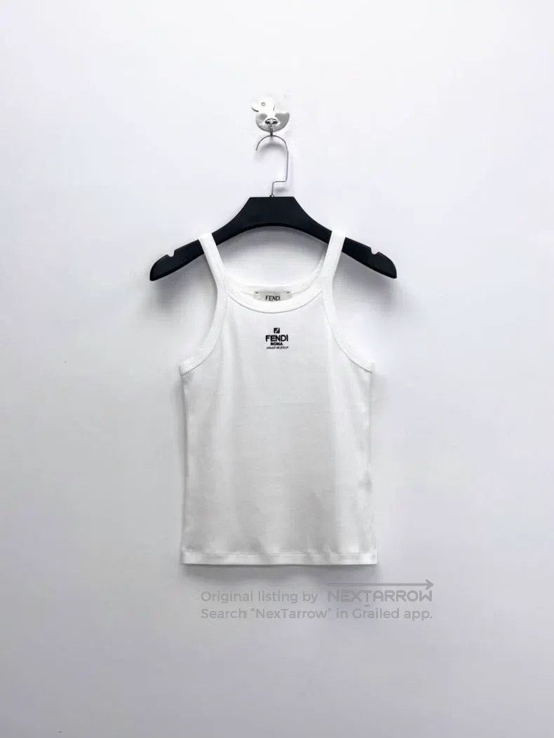 Fendi White embroidery knitted vest