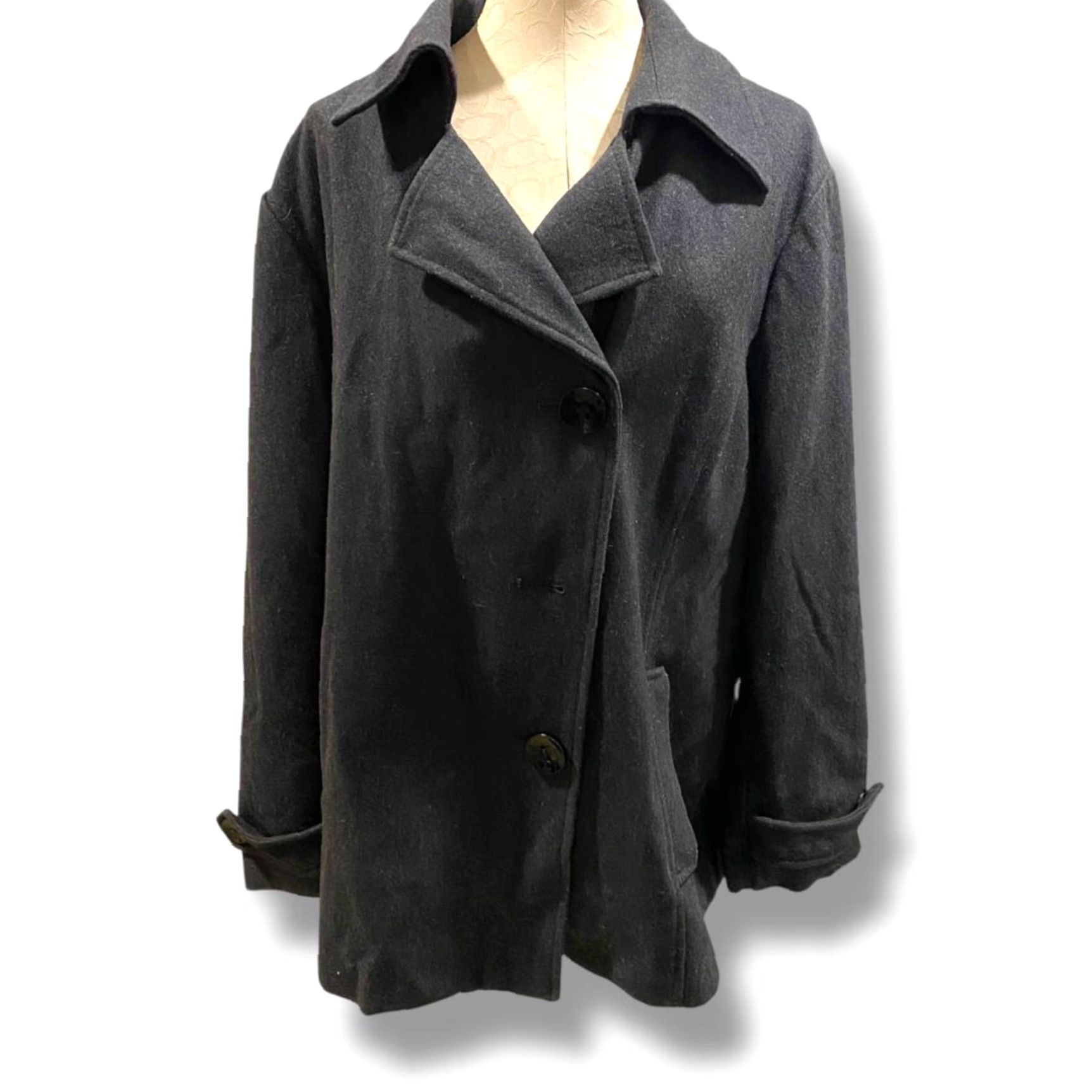 Vintage Weather Tamer Coat Wool Blend Womens 2X Plus Charcoal Dark Gray Wool Blend Coat Weather Tamer Womens Plus 2X Charcoal Gray Wool Blend Coat Size XXL / US 16-18 / IT 52-54 - 2 Thumbnail