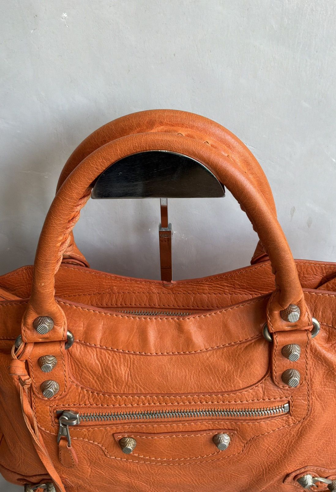 Balenciaga - Motorcyle Town - Orange Lambskin Crossbody Bag