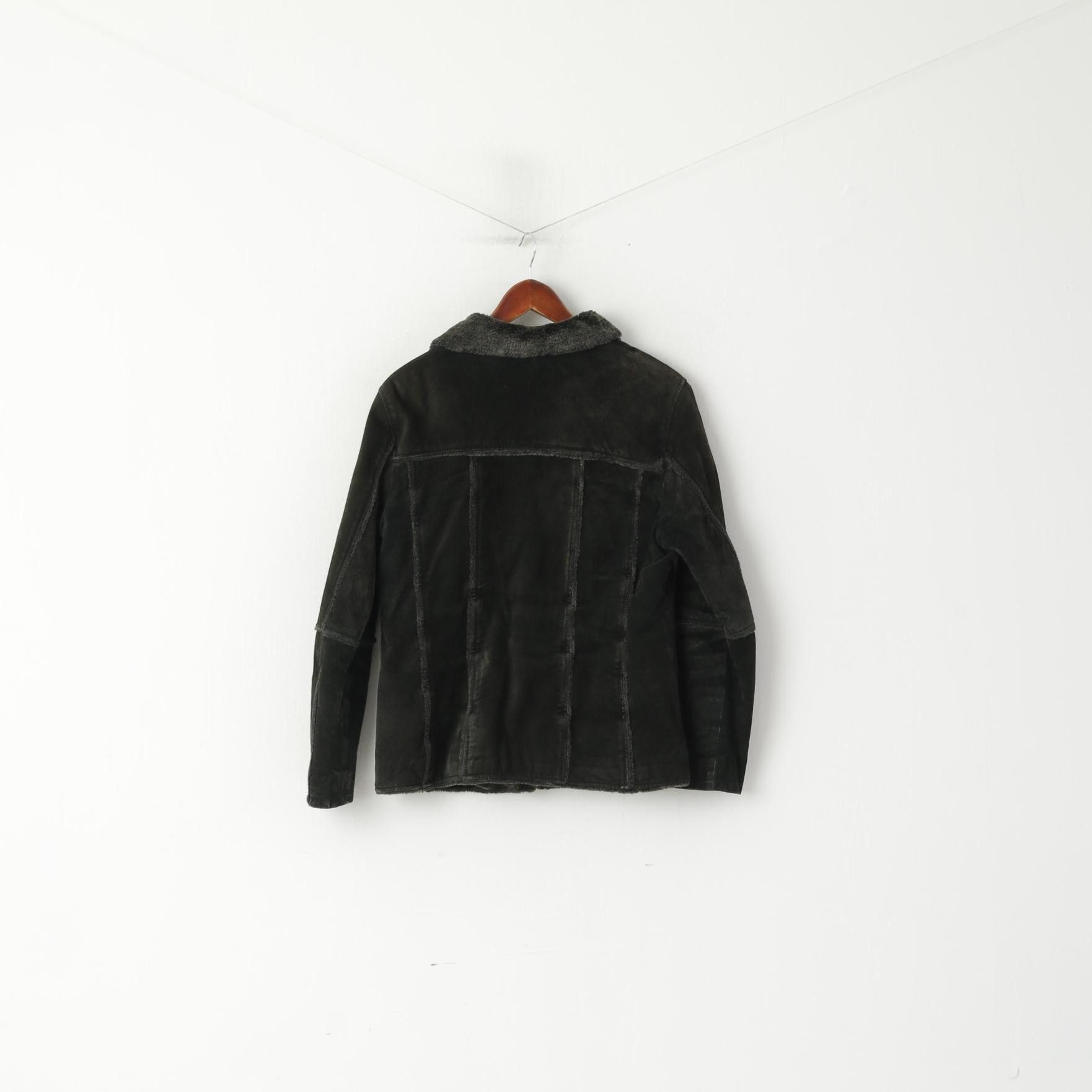 Vintage Joy Women 42 M Jacket Charcoal Leather Suede 7153 Size M / US 6-8 / IT 42-44 - 8 Thumbnail