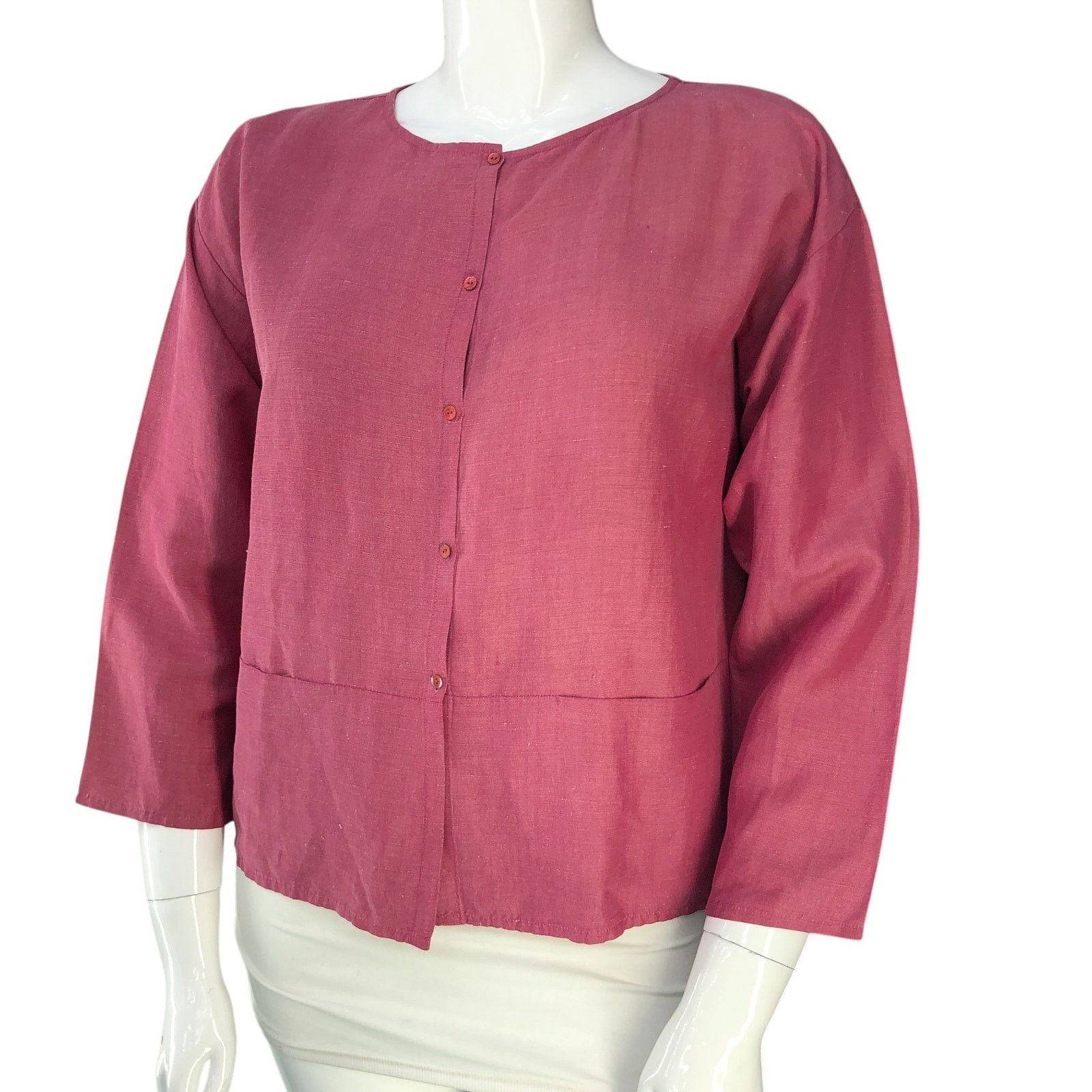 Eileen Fisher Eileen Fisher Size M Top Shirt Jacket Linen Silk POCKETS Size M / US 6-8 / IT 42-44 - 1 Thumbnail