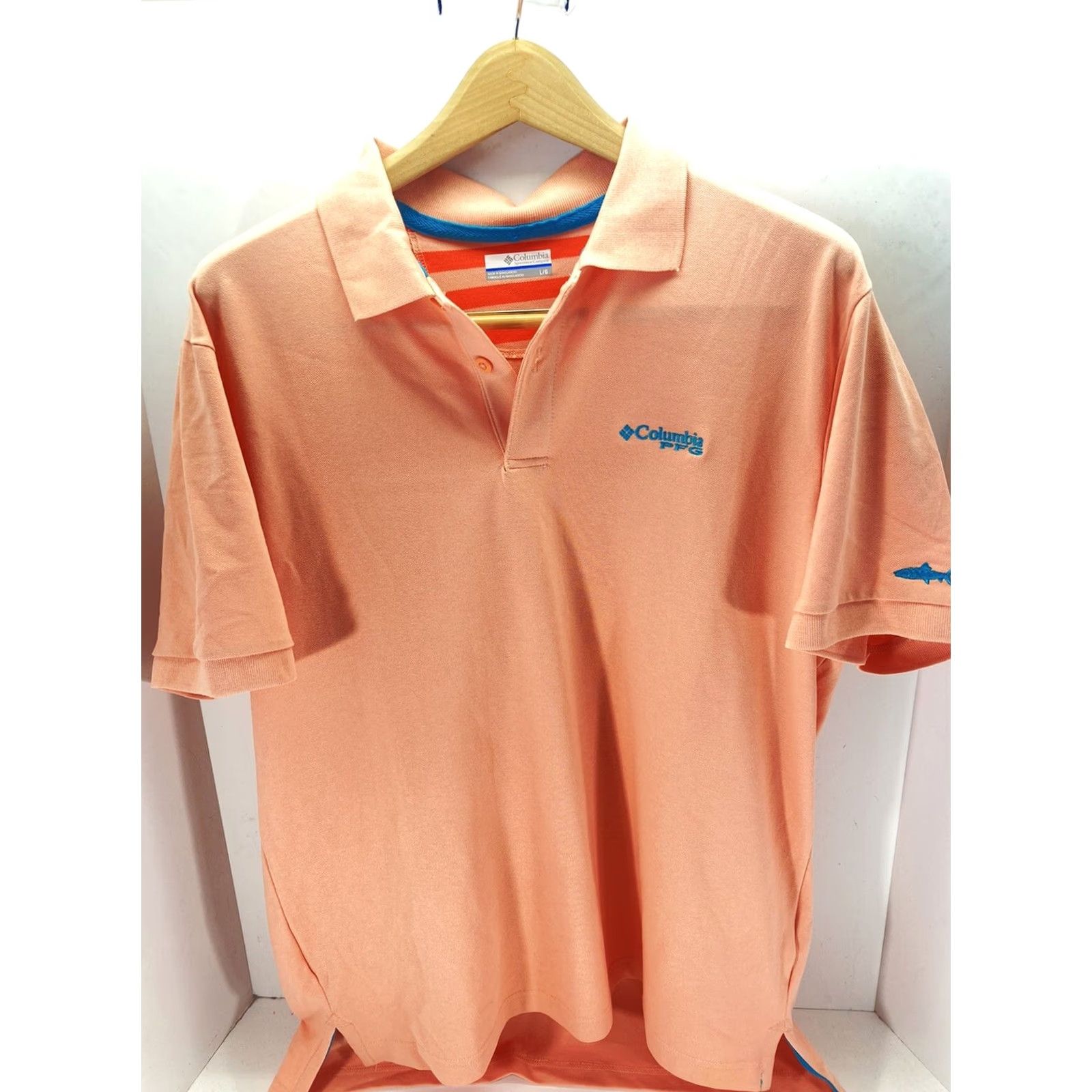 Vintage Columbia Polo Shirt Men L Short Sleeve Button Knit Coral Salmon Pink PFG Size US L / EU 52-54 / 3 - 2 Thumbnail