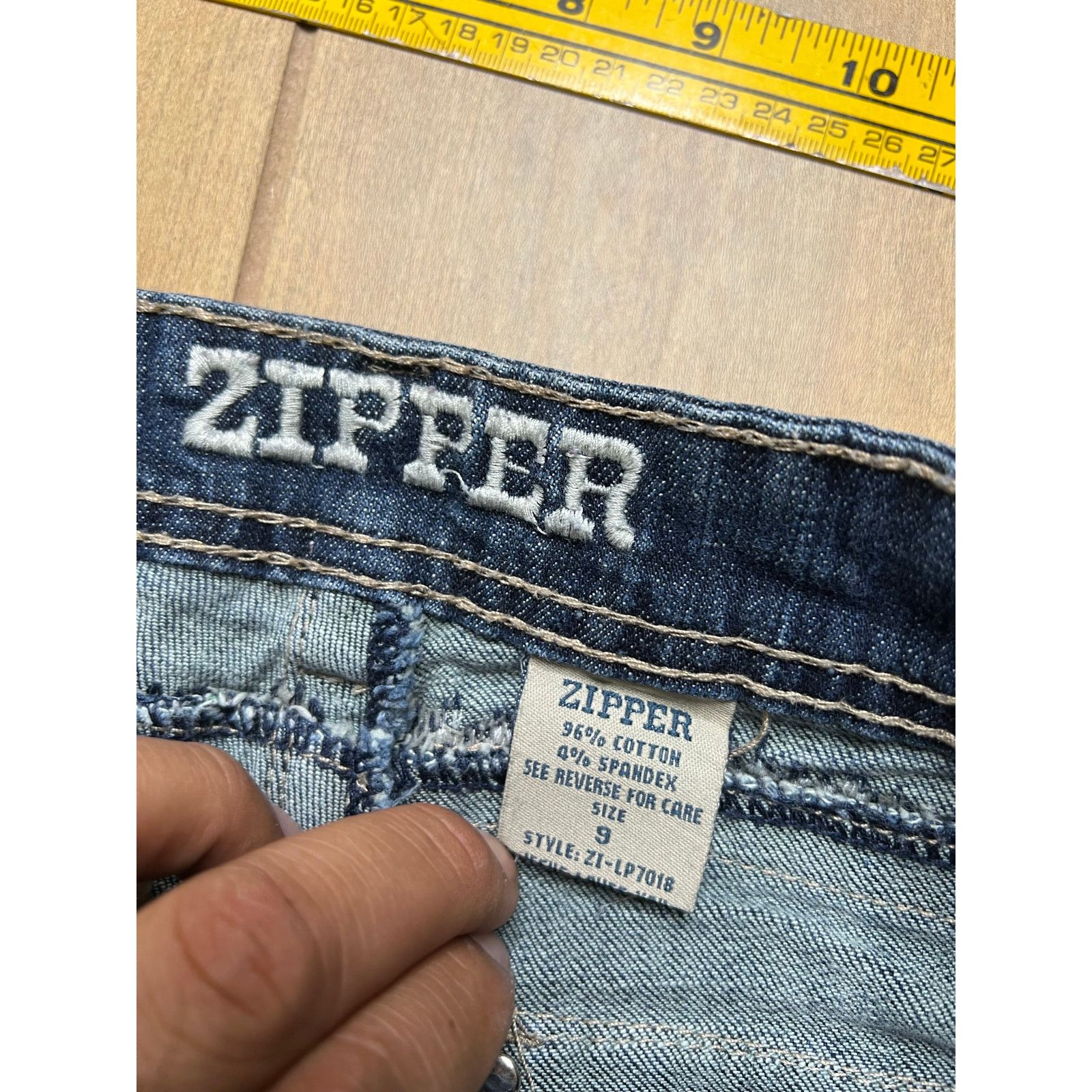 Vintage Zipper Y2K Bootcut Jeans Womens Size 9 Blue Rhinestone 27x30 Size US 27 - 3 Thumbnail