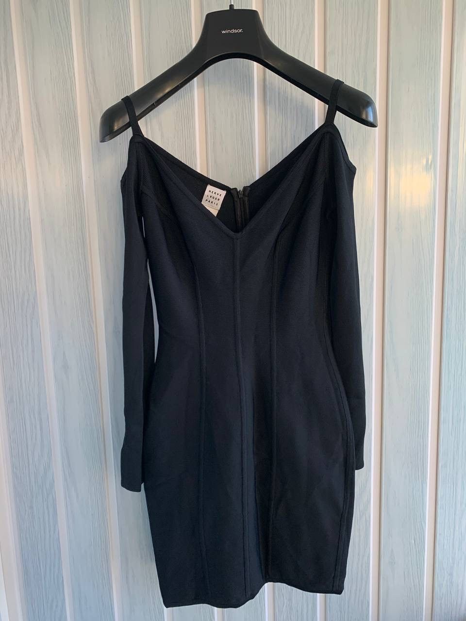 Herve Leger Vintage 1990s Herve Leger Black Viscose Rayon Bodycon Dress Size M / US 6-8 / IT 42-44 - 1 Thumbnail