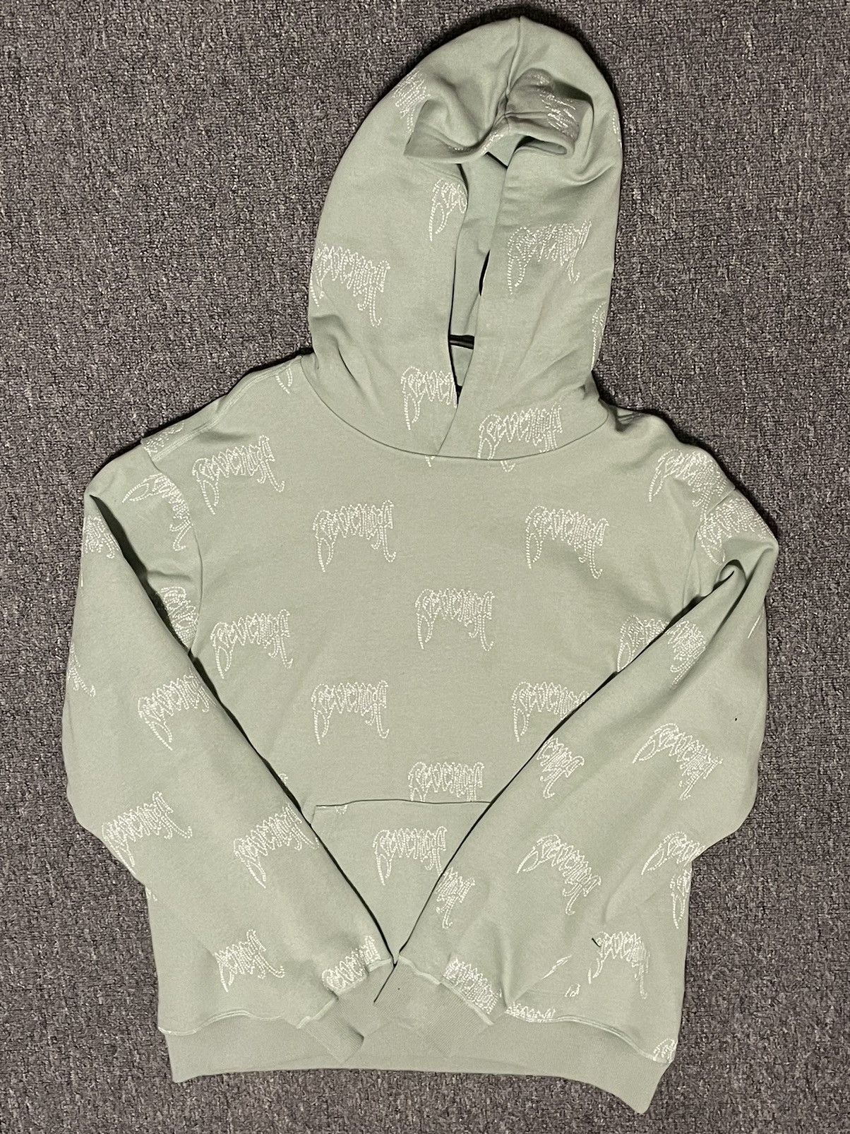 image of Revenge All-Over Logo Hoodie Seafoam, Men's (Size Small)