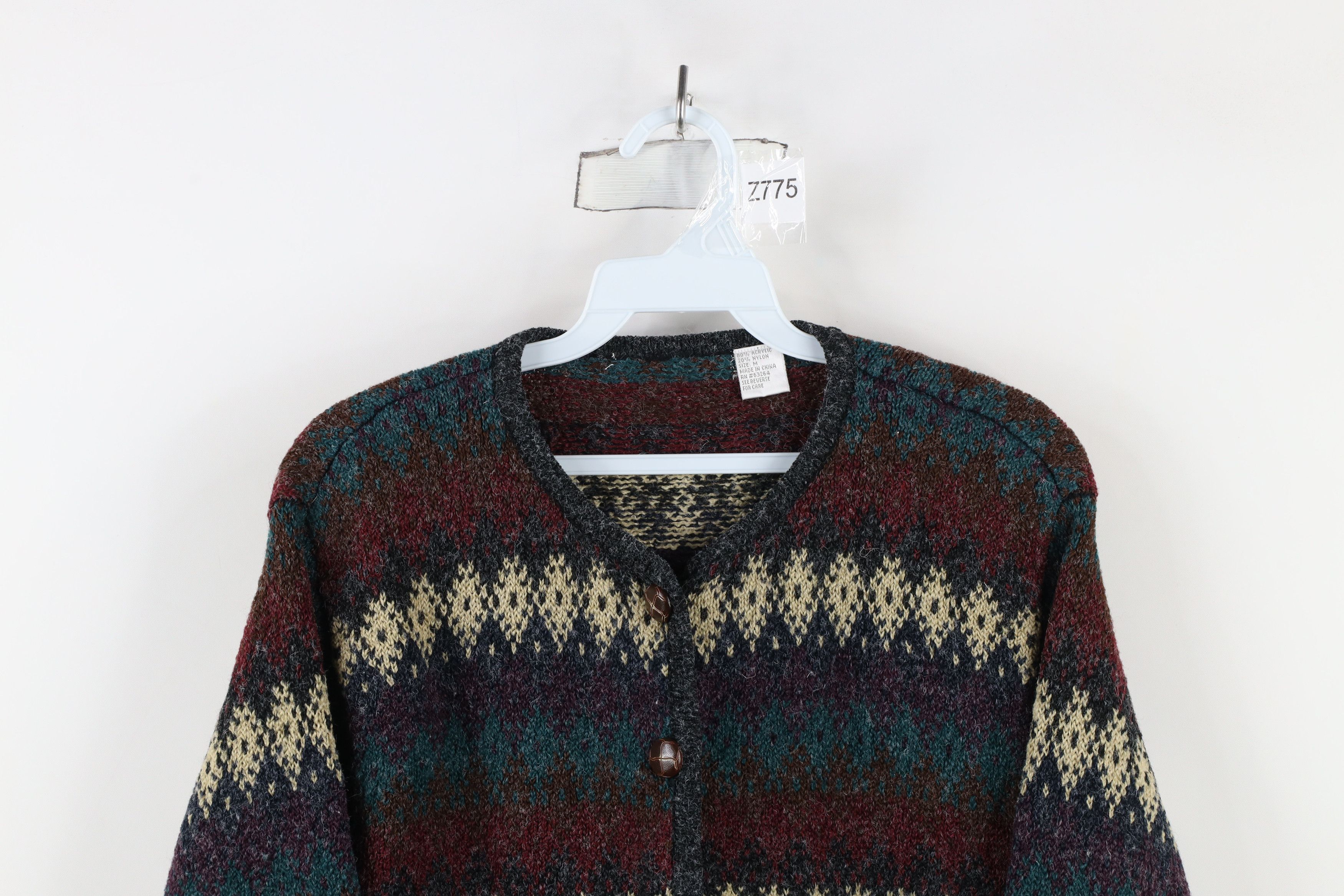 Vintage Vintage 90s Streetwear Fair Isle Knit Cardigan Sweater Size M / US 6-8 / IT 42-44 - 2 Thumbnail
