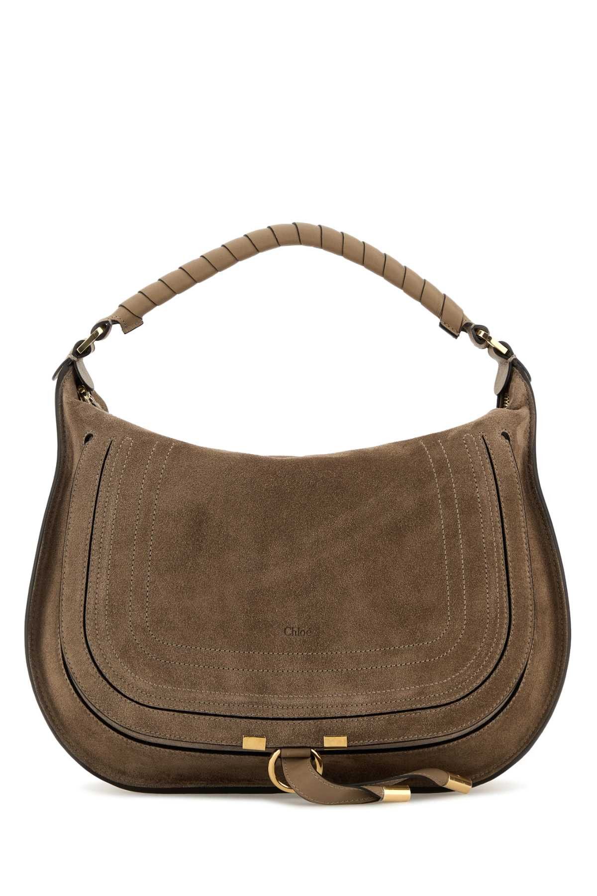 Chloe Dove Grey Suede Marcie Shoulder Bag Size ONE SIZE - 1 Thumbnail