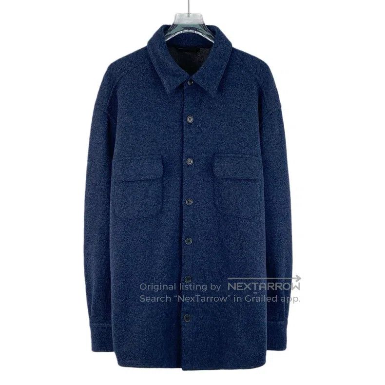 Loro Piana Loro Piana Dark Blue Cashmere Collared Single-breasted Lon Size US XXL / EU 58 / 5 - 1 Thumbnail