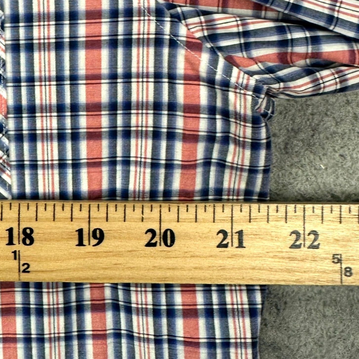 Banana Republic Banana Republic Shirt Mens L Red Blue Western Plaid Snap Pockets Button-Up Collared Long Sleeve Casual Workwear Mens Size US L / EU 52-54 / 3 - 6 Thumbnail