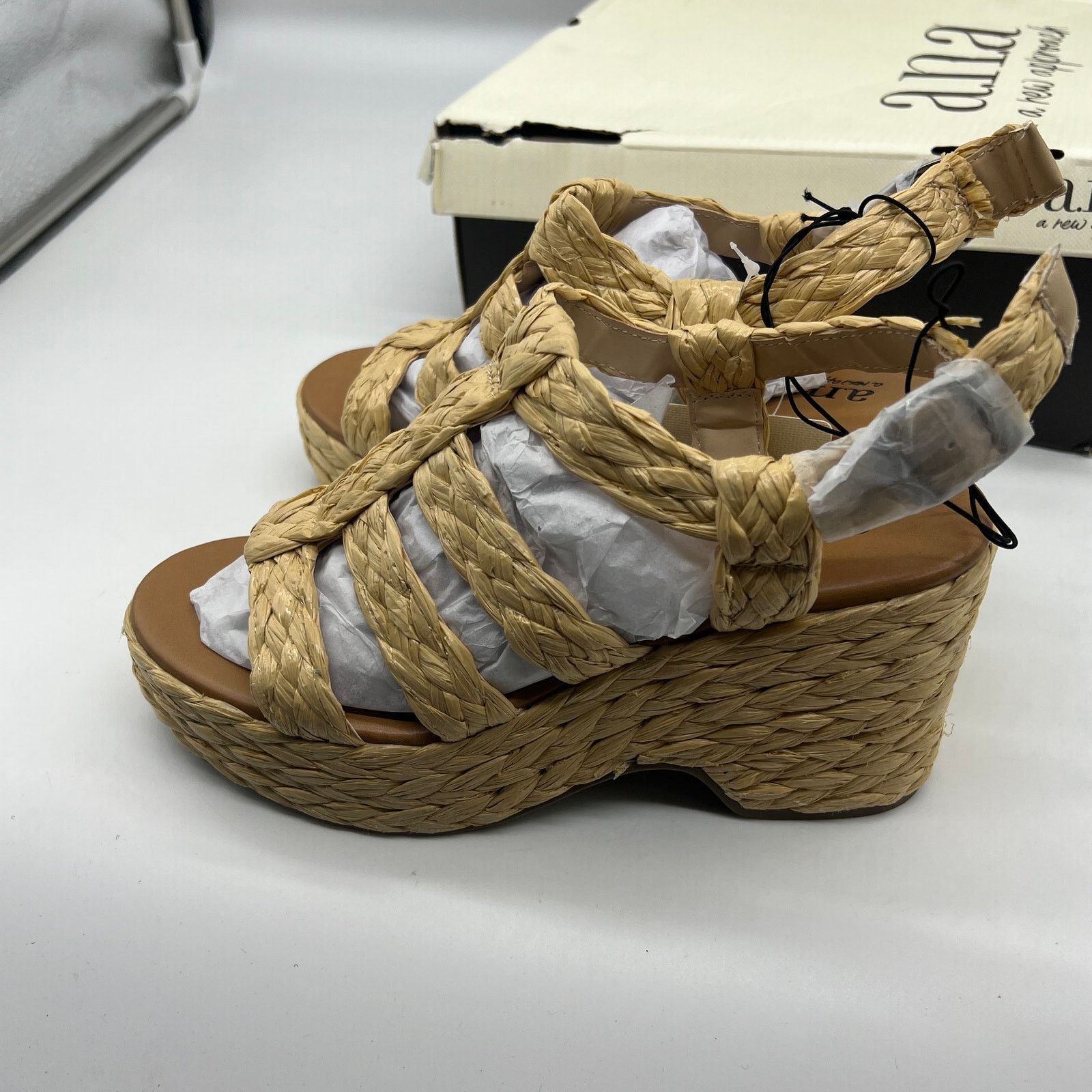 Other a.n.a Womens Merlin Wedge Sandals Brown Natural Size 7.5M Size US 7.5 / IT 37.5 - 8 Thumbnail