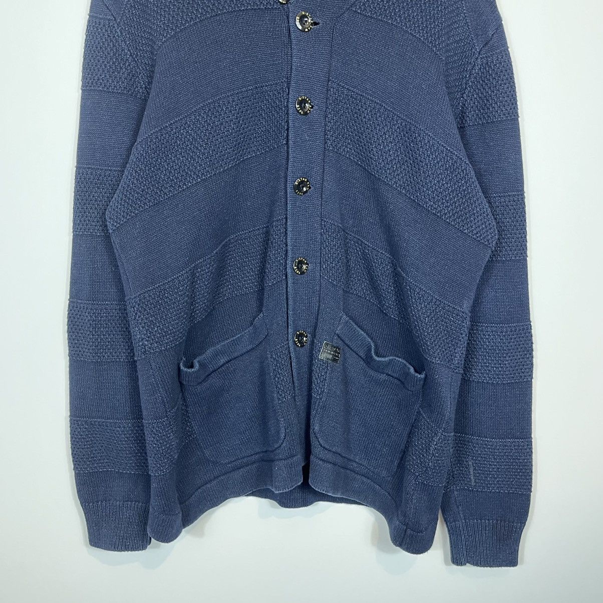 G-Star G-Star Raw Blue Renej Shawl Knitted Cardigan Sweater Y2K Size US XXL / EU 58 / 5 - 3 Thumbnail