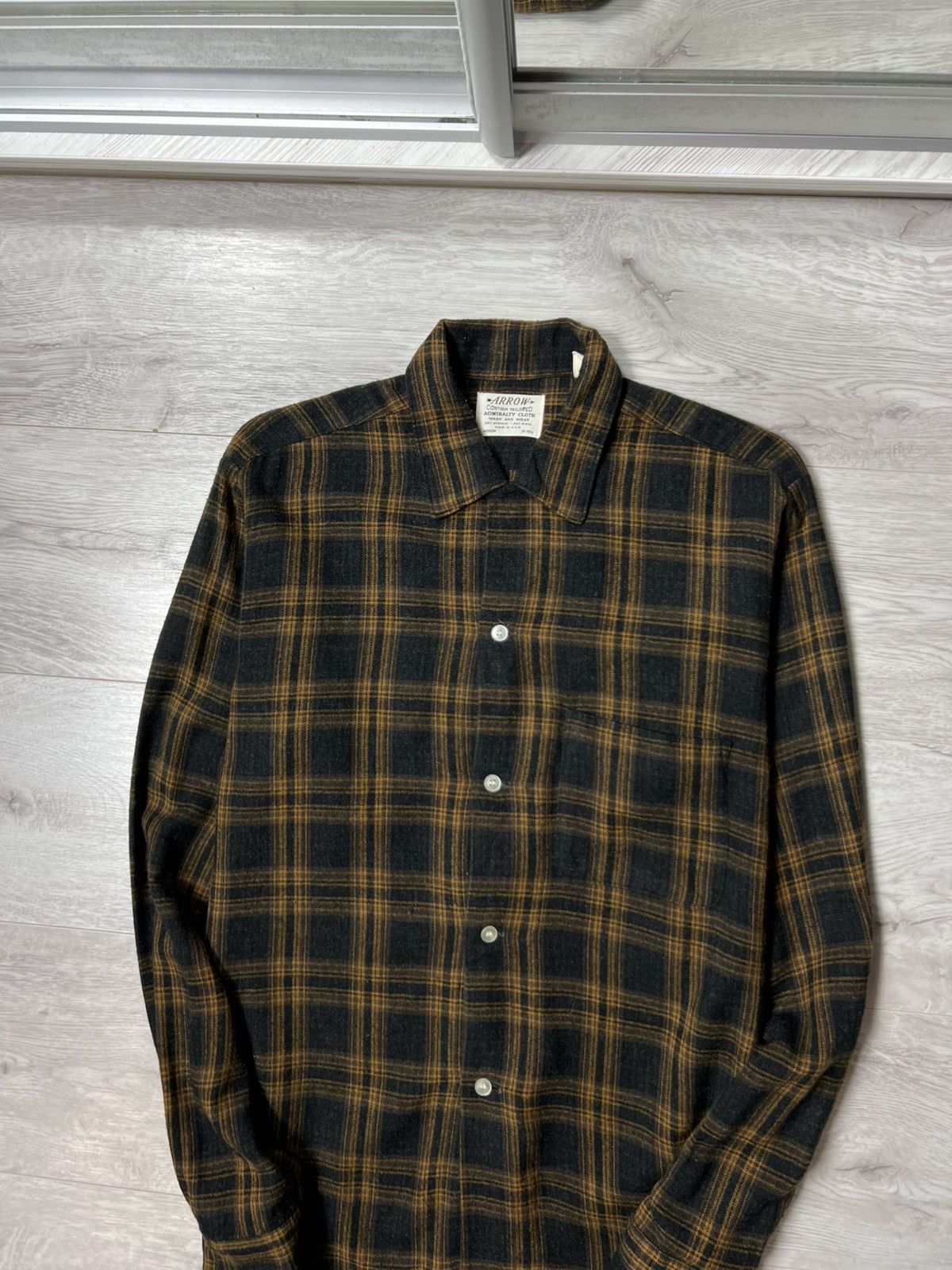 Arrow Vintage 50s / 60s Arrow Flannel Checkered Shirt Wool Acrylic Size US M / EU 48-50 / 2 - 2 Thumbnail