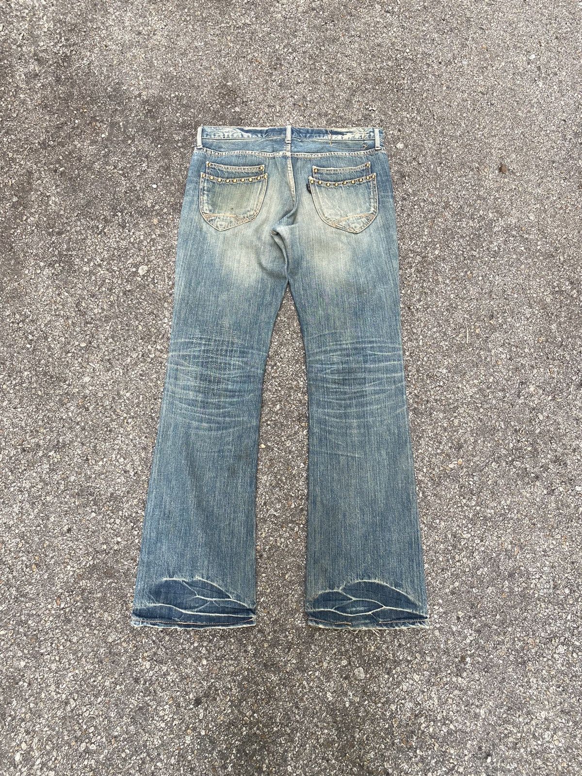 Hysteric Glamour Flare Jeans Japanese On Boards Distressed Denim Low Rise Size US 32 / EU 48 - 12 Thumbnail