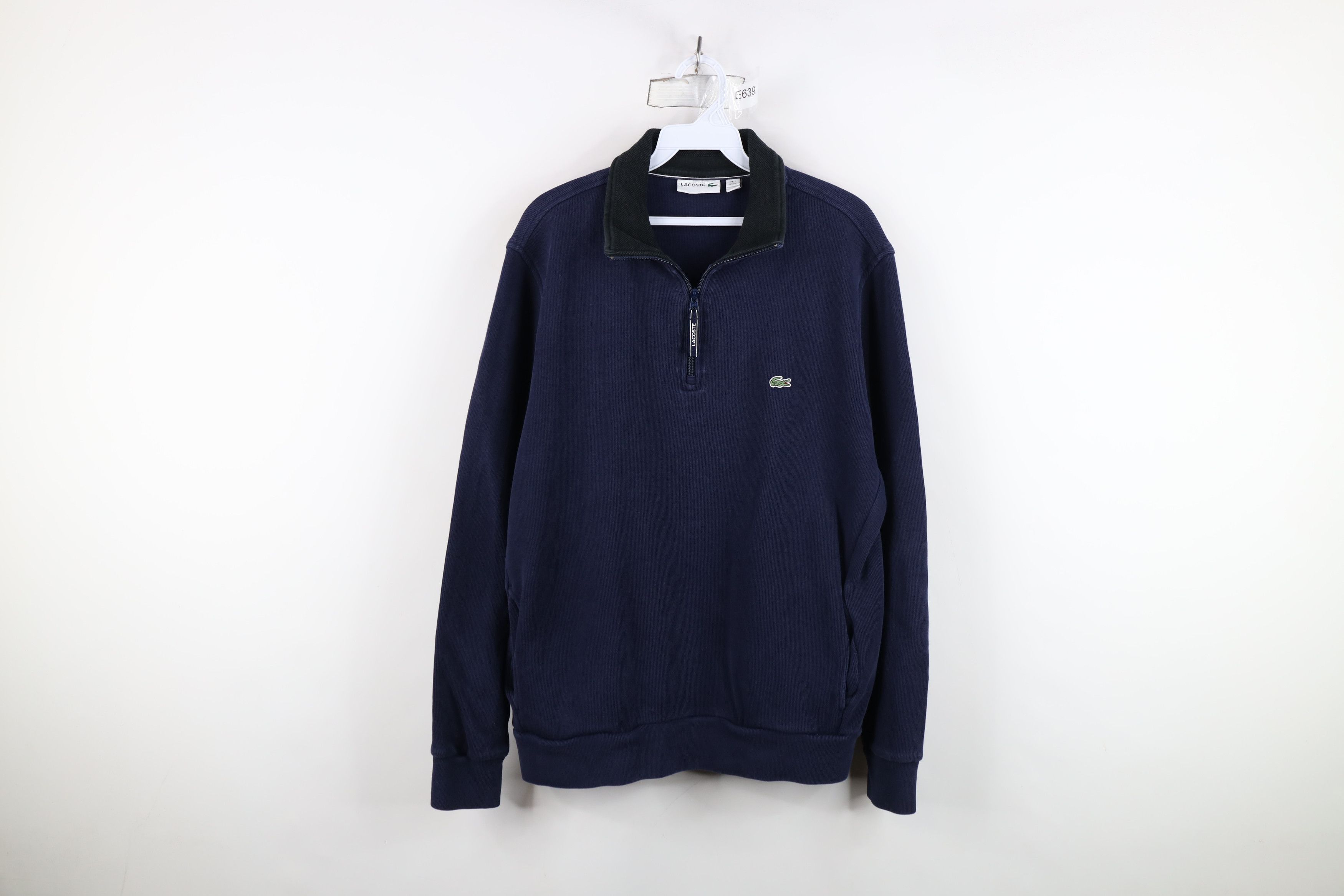 Lacoste Lacsote Logo Ribbed Knit Half Zip Pullover Sweater Blue Size US XXL / EU 58 / 5 - 1 Thumbnail