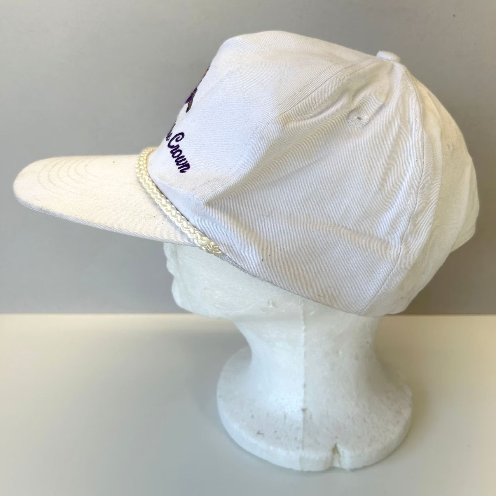Vintage VINTAGE Crown Royal Snapback Hat White Rope Bill The Society of the Crown WEAR Size ONE SIZE - 2 Thumbnail