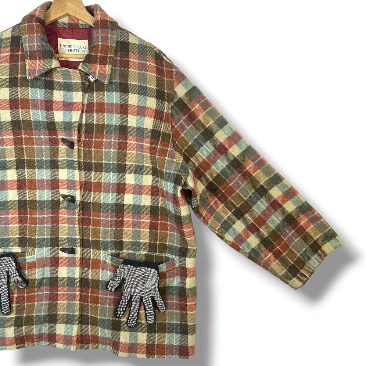 United Colors Of Benetton UNITED COLORS OF BENETTON PLAID WOOL DUFFLE JACKET Size US XL / EU 56 / 4 - 8 Thumbnail