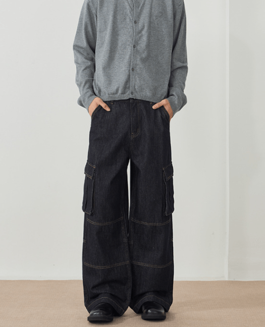 Japanese Brand × Vintage Multi-pocket patchwork wide-leg American loose work jeans Size US 32 / EU 48 - 1 Thumbnail