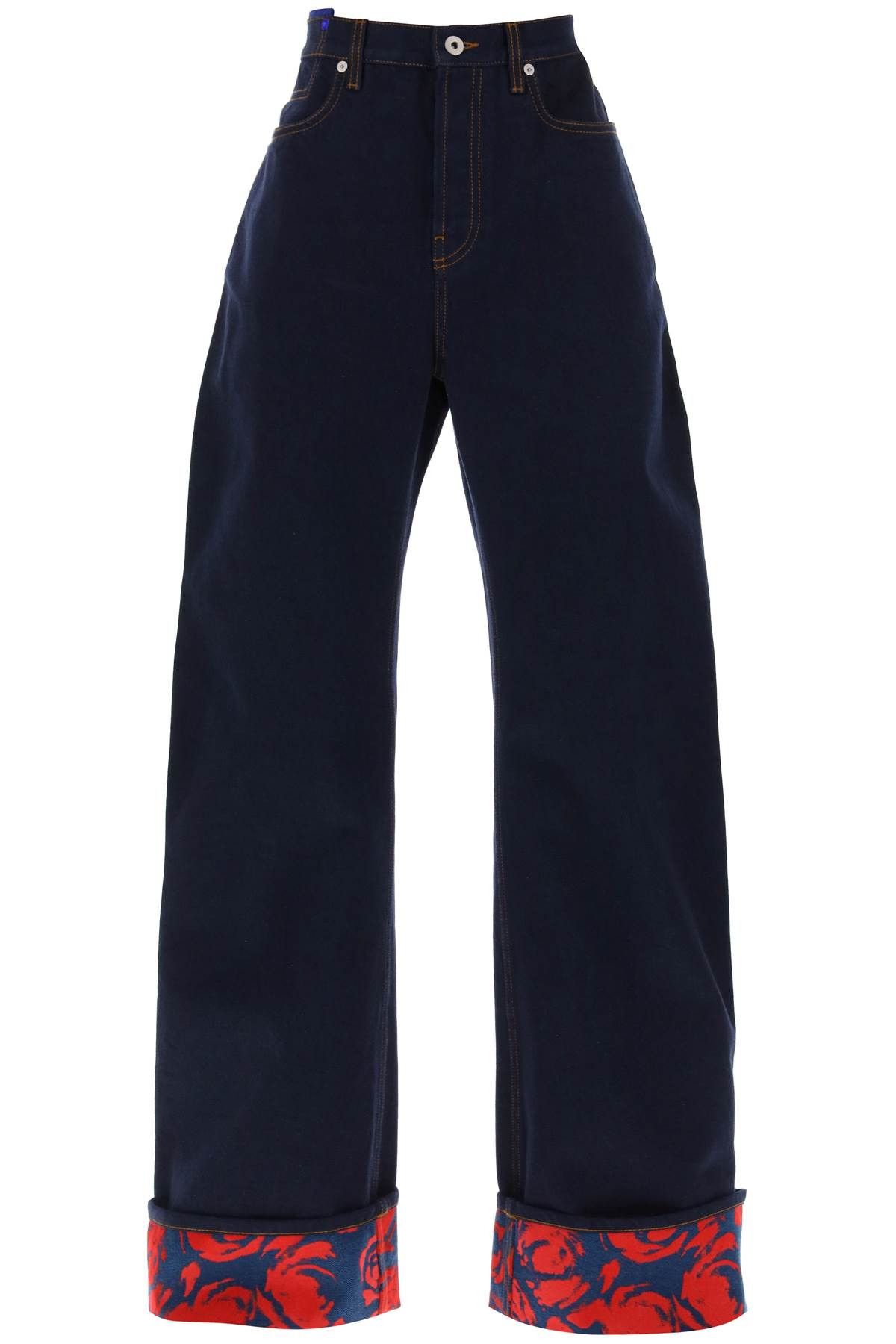 image of Burberry Japanese Denim Curved Leg Jeans In 10 Words in Indigo Blue, Women's (Size 26)