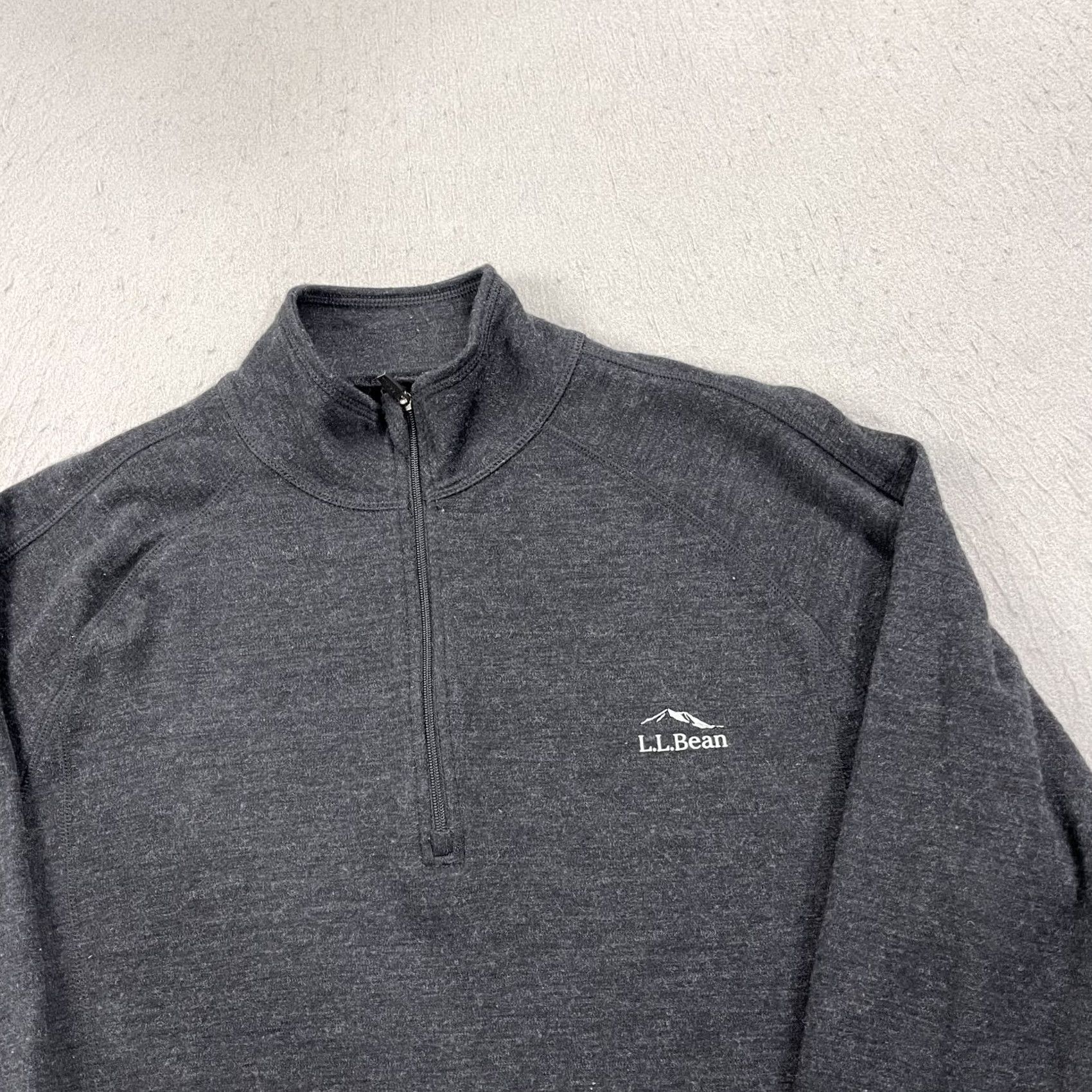 Vintage L.L. Bean Jacket Mens LT Gray Wool Pullover 1/4 Zip Big & Tall Sweater Winter Fall Mens Size US L / EU 52-54 / 3 - 3 Thumbnail