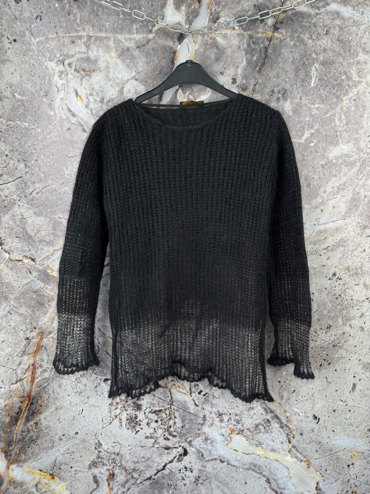 Diesel Black Gold Diesel Dress and Impress Distressed Black Knit Sweater SizeS Size US S / EU 44-46 / 1 - 1 Thumbnail