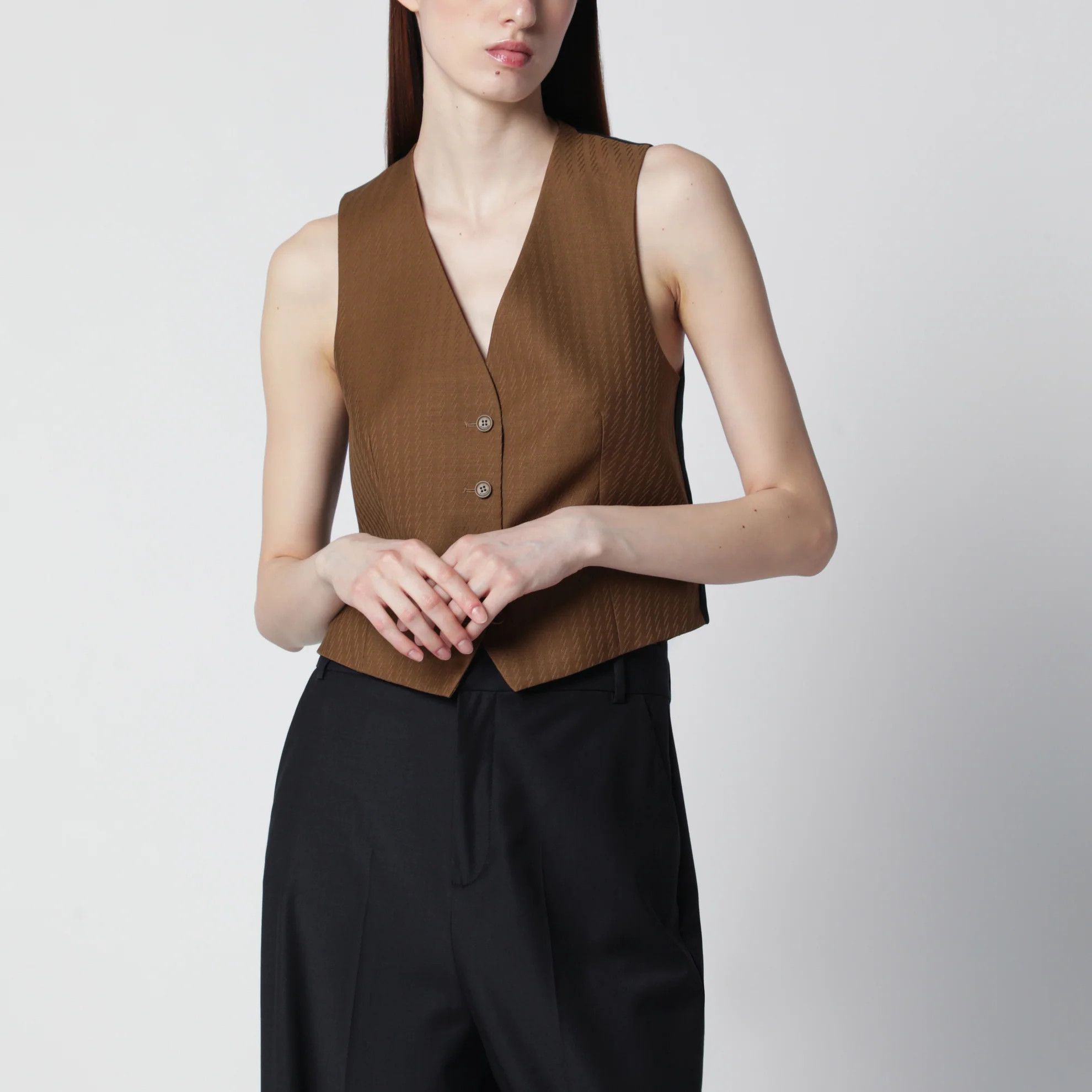 Burberry o1d2blof0426 Wool And Mohair Vest in Brown Size S / US 4 / IT 40 - 1 Thumbnail