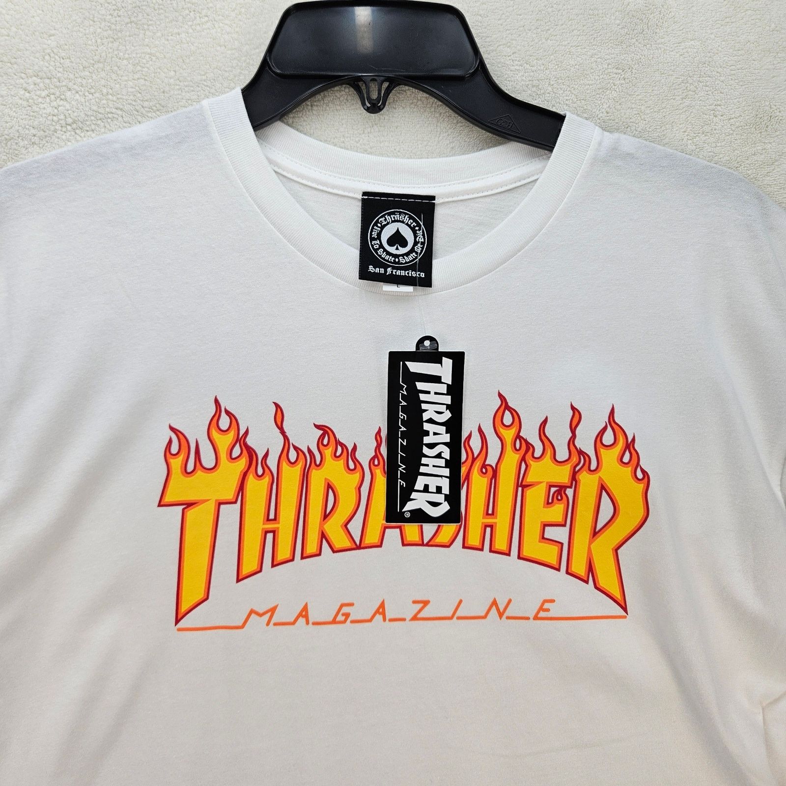 Thrasher THRASHER MEN'S LARGE WHITE TSHIRT FLAME LETTERS NWT Size US L / EU 52-54 / 3 - 2 Thumbnail