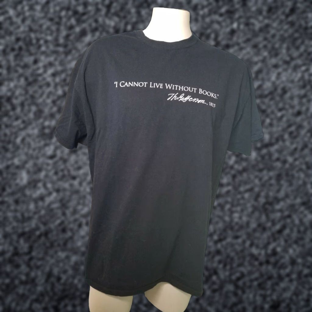 Gildan Vintage Gildan Men's XL T-Shirt Thomas Jefferson Quote Monticello Short Sleeve Black Cotton Graphic Tee Size US XL / EU 56 / 4 - 1 Thumbnail