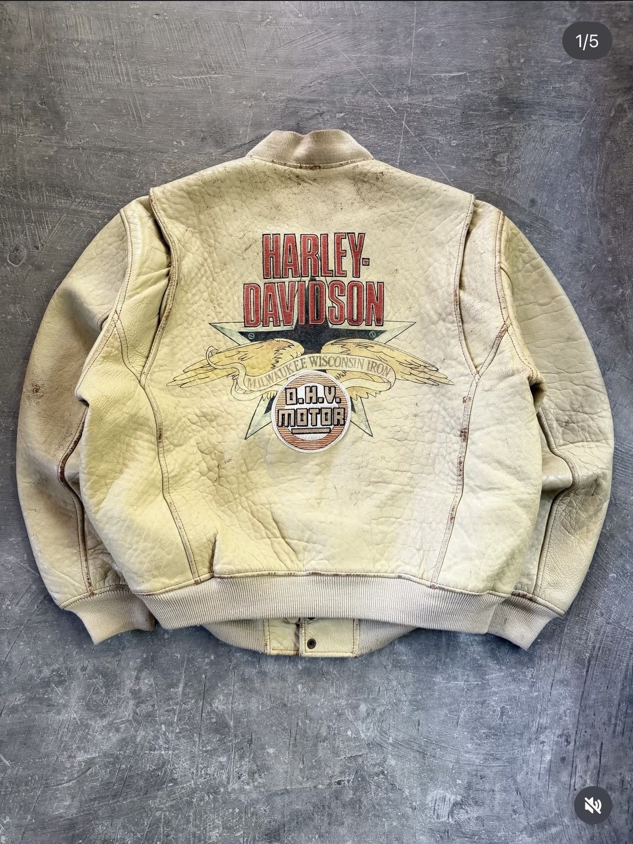 Harley Davidson Vintage Harley-Davidson Distressed Effect Leather Jacket Size US L / EU 52-54 / 3 - 1 Thumbnail