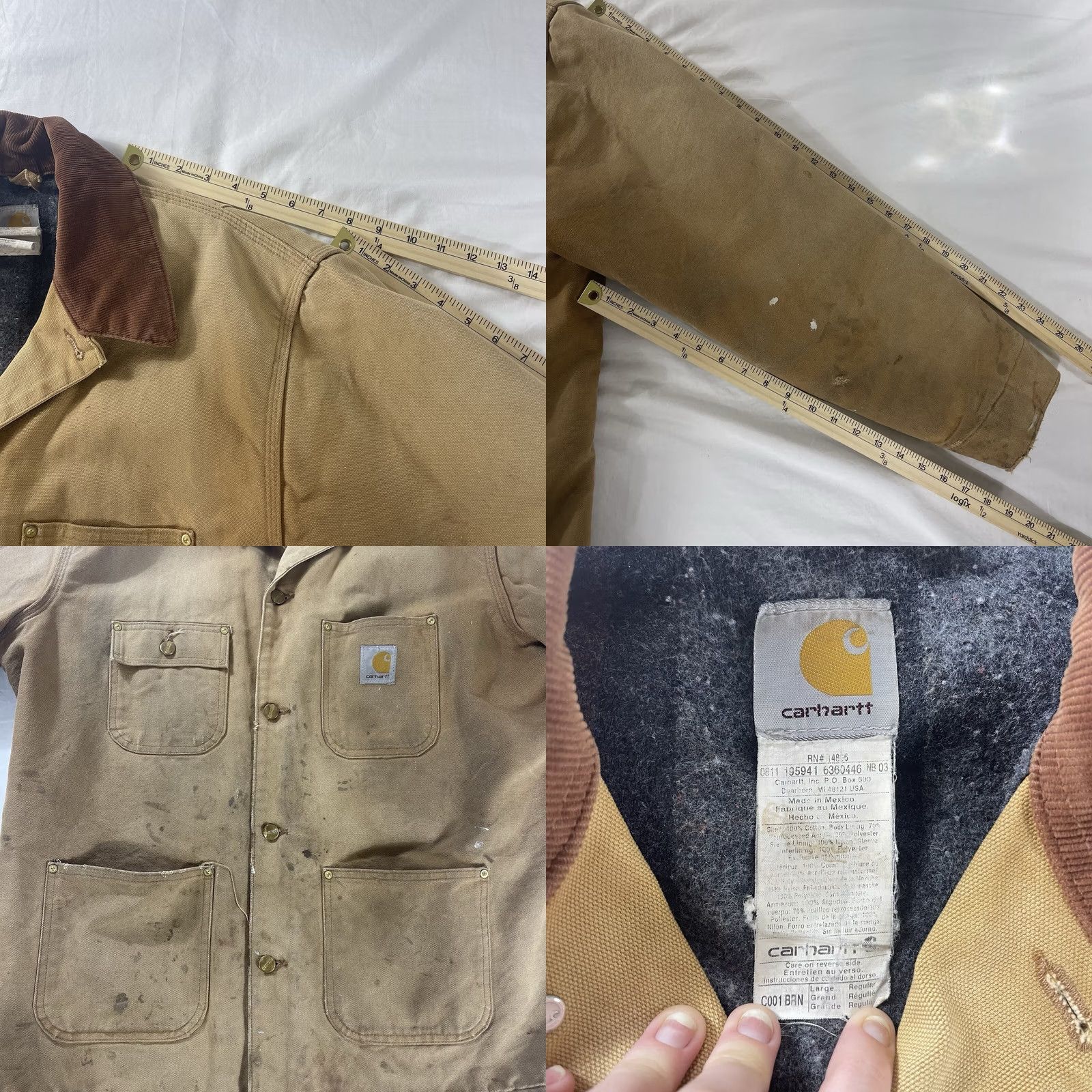Carhartt Carhartt Mens L Reg Chore Jacket Distressed Duck Canvas Blanket Lined C001 BRN Size US L / EU 52-54 / 3 - 8 Thumbnail