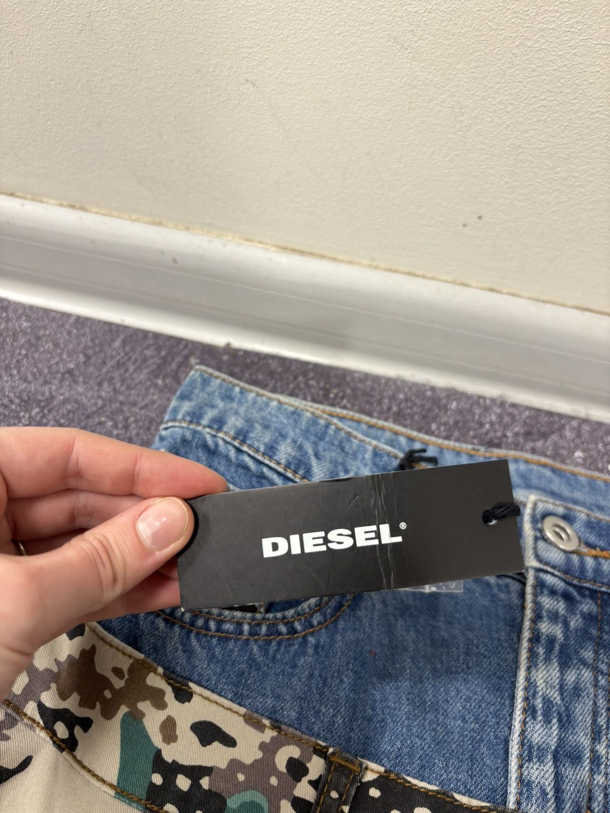 Diesel Diesel O-Cali-A Y2K Utility Denim Camo Layered Mini Skirt Size 24" / US 00 / IT 34 - 5 Thumbnail