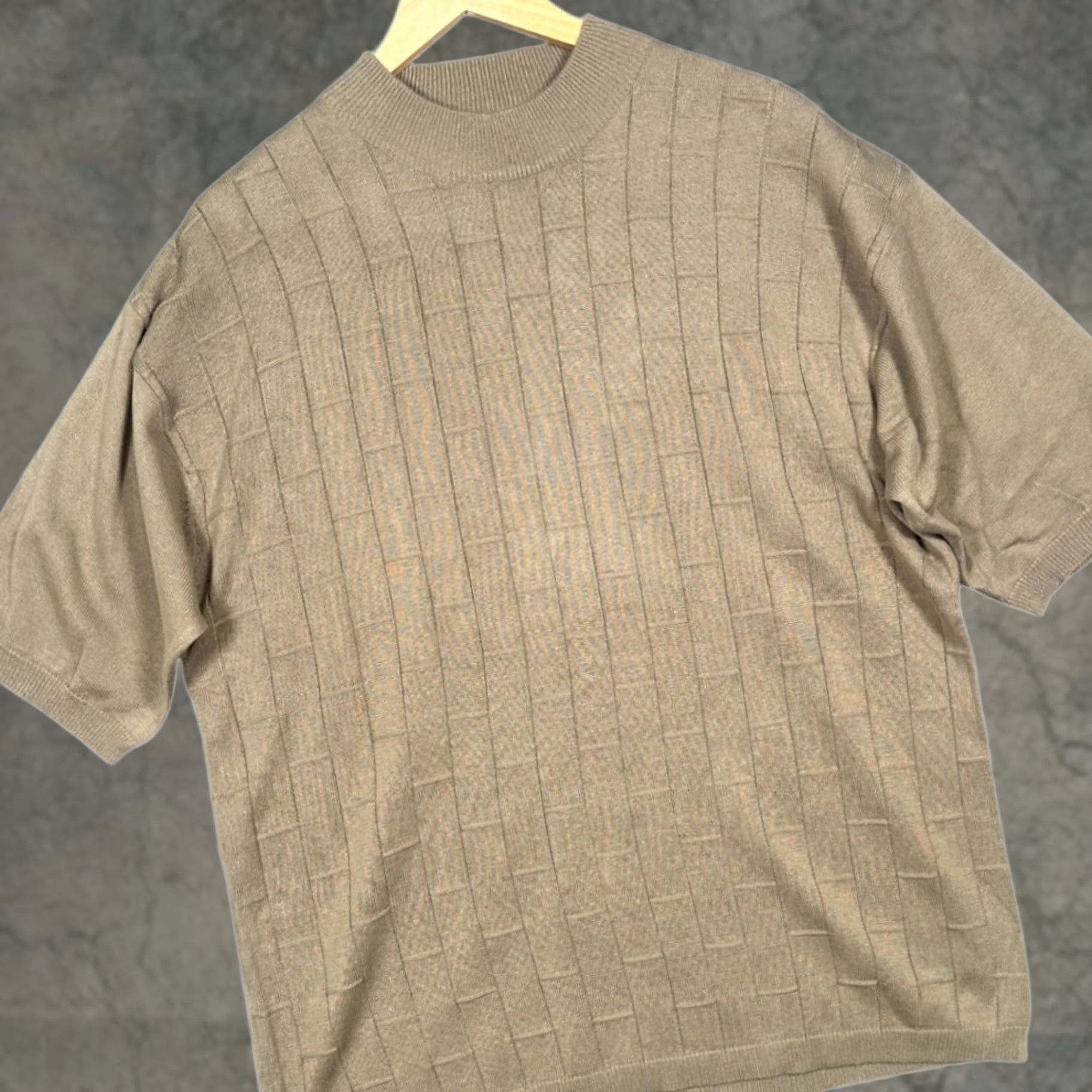 Vintage Irvine Park Mens Sweater Taupe Mock Neck Short Sleeve Knit XL Mens Size US XL / EU 56 / 4 - 1 Thumbnail