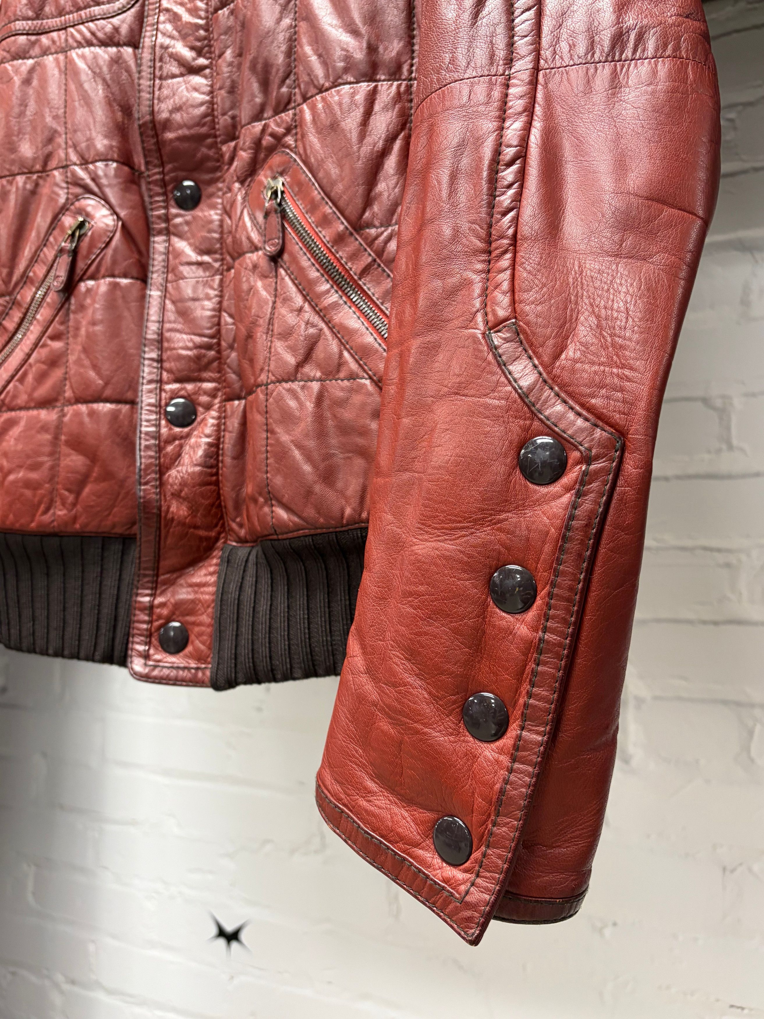 Gucci Gucci ‘Aged Red’ Military Inspired Quilted Leather Jacket Size US M / EU 48-50 / 2 - 2 Thumbnail