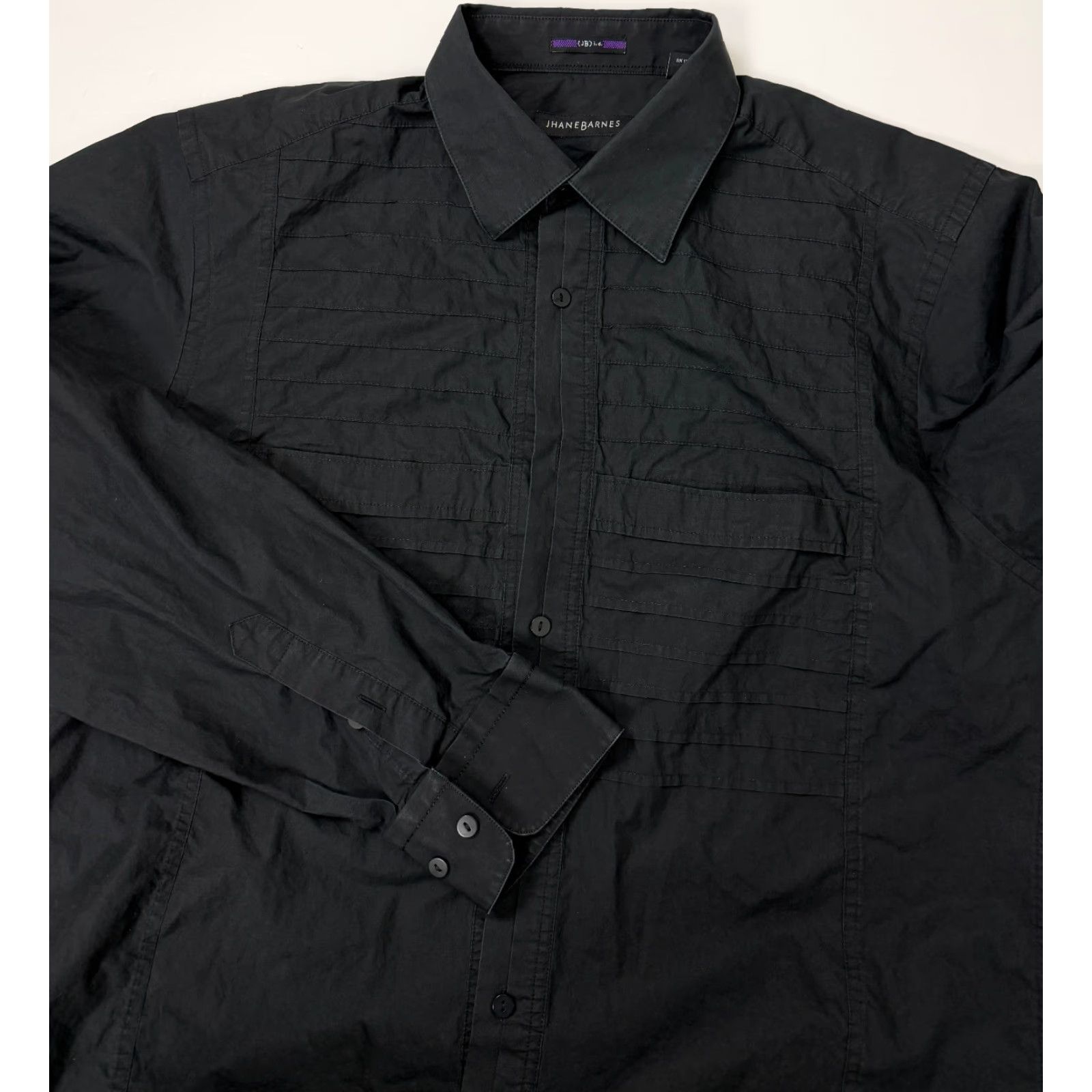 Vintage VINTAGE Jhane Barnes Shirt Men XL Slim Fit Button-Up Tuxedo Cotton Black ID Size US XL / EU 56 / 4 - 2 Thumbnail