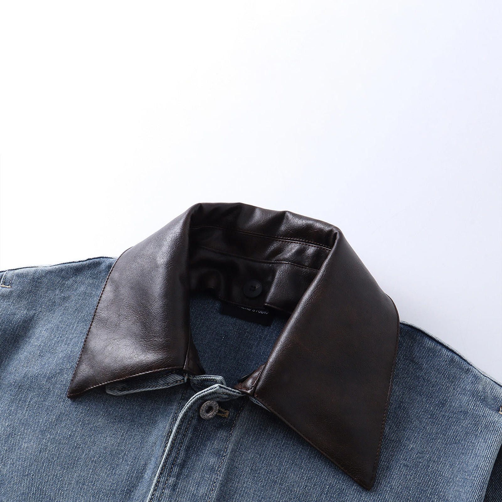 Other Washed Raw Denim Moto Jacket | Corduroy Collar Size US M / EU 48-50 / 2 - 3 Thumbnail