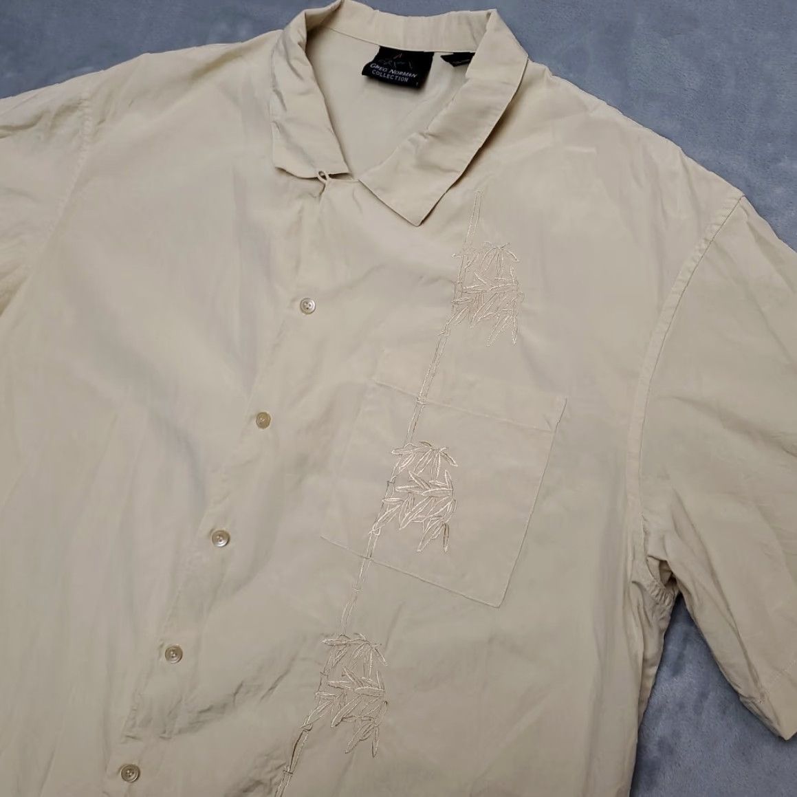 Vintage VINTAGE Greg Norman Camp Shirt Men XL Yellow Beige Embroidered Floral Silk Retro Size US XL / EU 56 / 4 - 4 Thumbnail