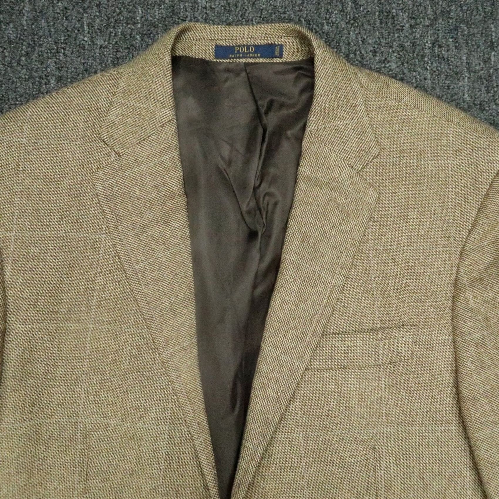 Polo Ralph Lauren Polo Ralph Lauren Blazer Mens 40R Brown Wool Silk Custom Fit Single-Breasted 2-Button Notch Lapel Vented Coat Size US L / EU 52-54 / 3 - 2 Thumbnail