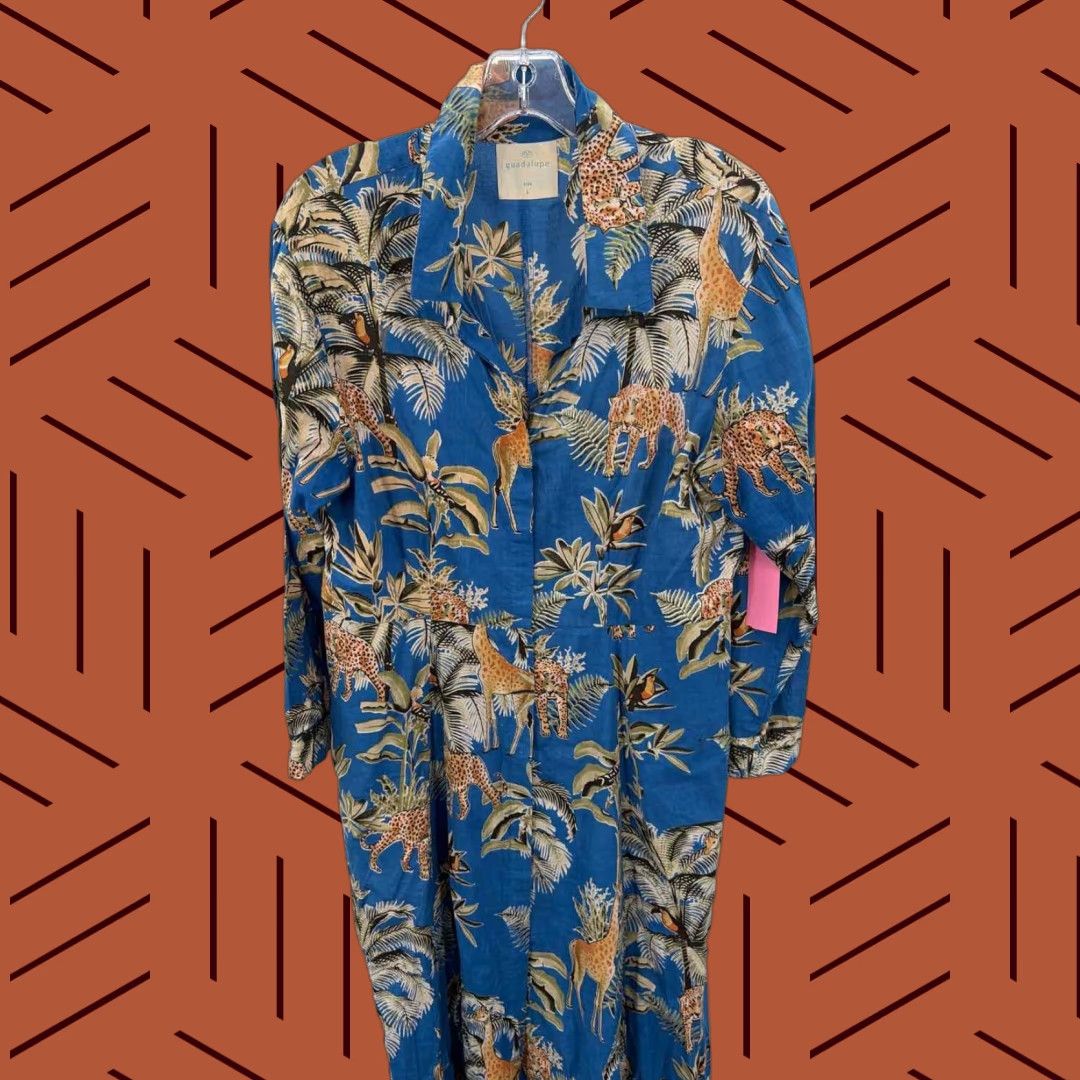 **Guadalupe Blue Large Printed Shift Maxi Long Sleeve Dress** User: **Guadalupe Blue Size Large Printed Shift Maxi Long Sleeve Dress**