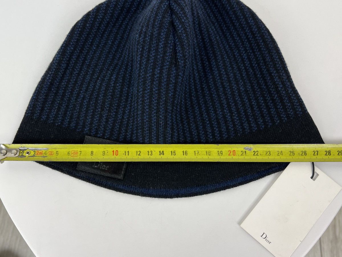 Dior DIOR Hat Wool 100% Leather Patch Logo Striped Black/Blue Men Size ONE SIZE - 16 Thumbnail