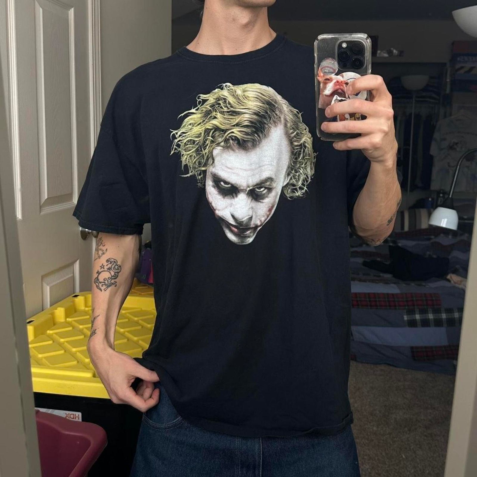 DC Comics × Vintage Vintage Y2K Batman The Dark Knight Joker Movie Promo Shirt Size US XXL / EU 58 / 5 - 7 Thumbnail