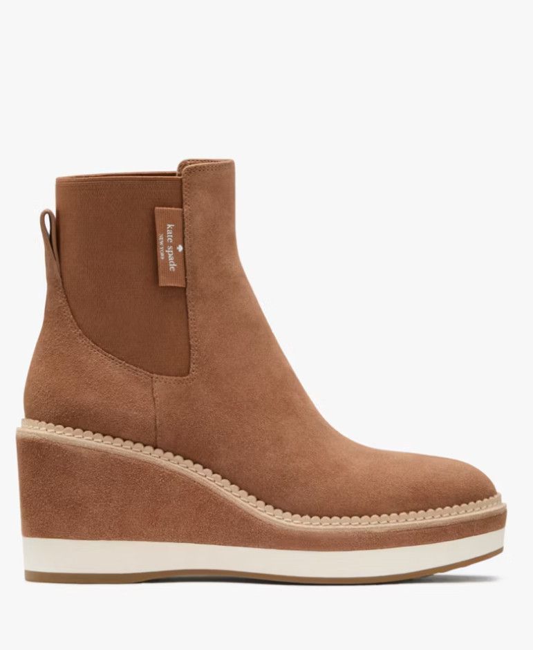 Kate Spade Kate Spade Addison Wedge Suede Booties in Tan ( 10 ) Size US 10 / IT 40 - 1 Thumbnail