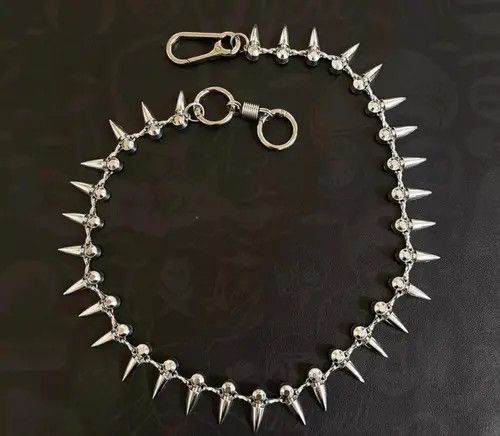 Jewelry Silver Spiked Wallet Chain Accessory for Pants, Punk Style Size ONE SIZE - 4 Thumbnail
