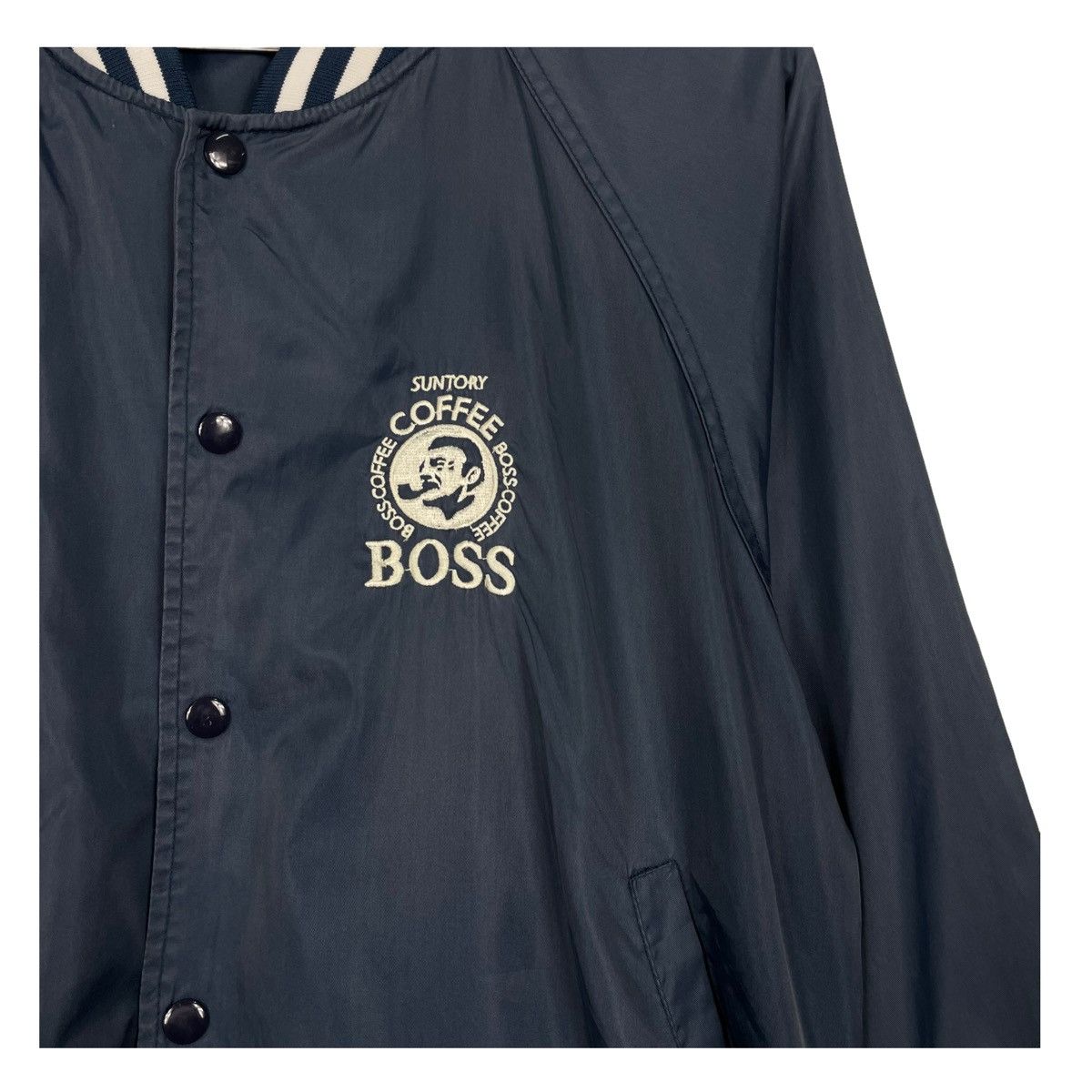 Japanese Brand × Vintage 💥VINTAGE SUNTORY BOSS SNAP VARSITY JACKET Size US L / EU 52-54 / 3 - 6 Thumbnail