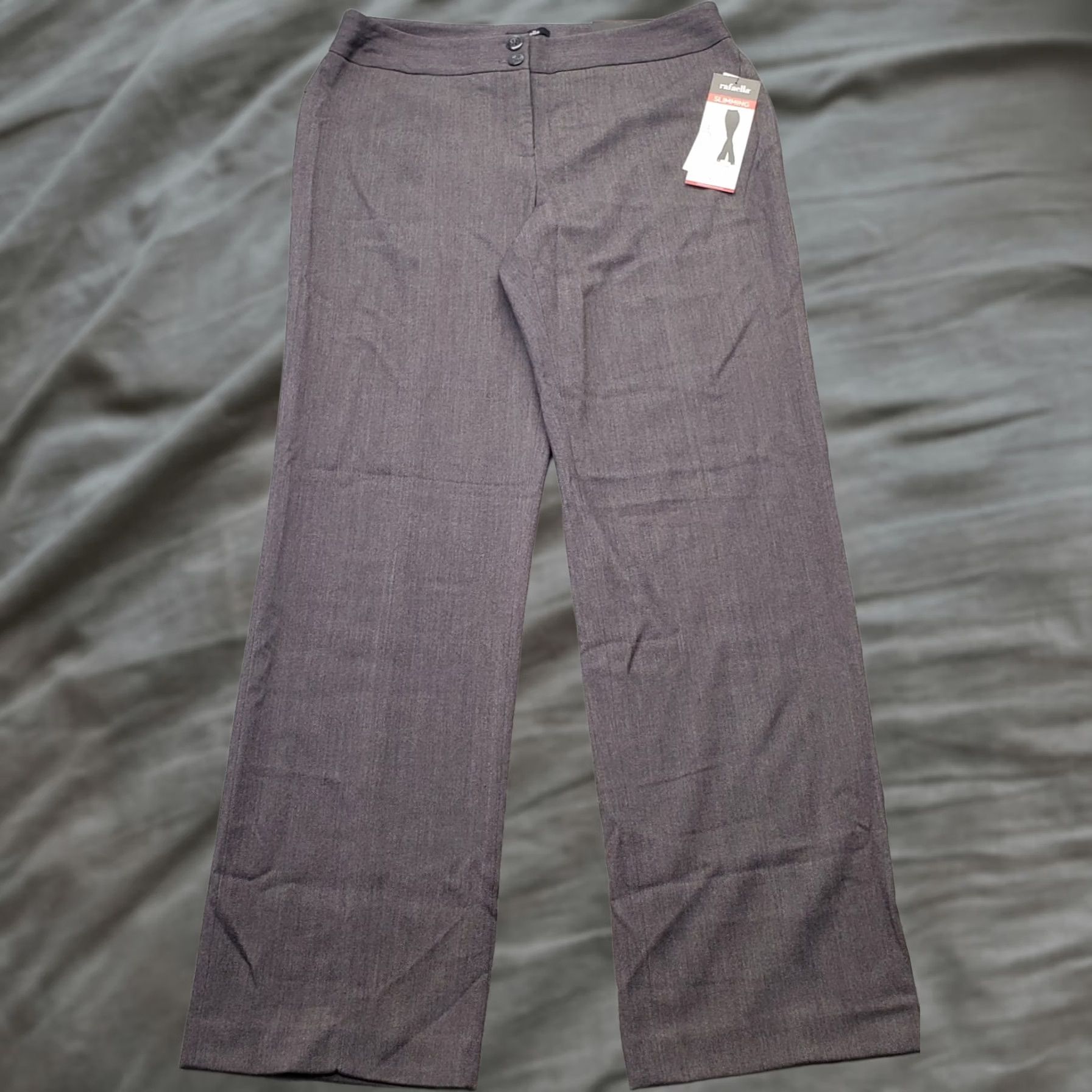 Vintage Rafaella Pants Women's 10 Gray Slimming Curvy Straight Leg Stretch High Waist Pants Size 32" / US 10 / IT 46 - 1 Thumbnail