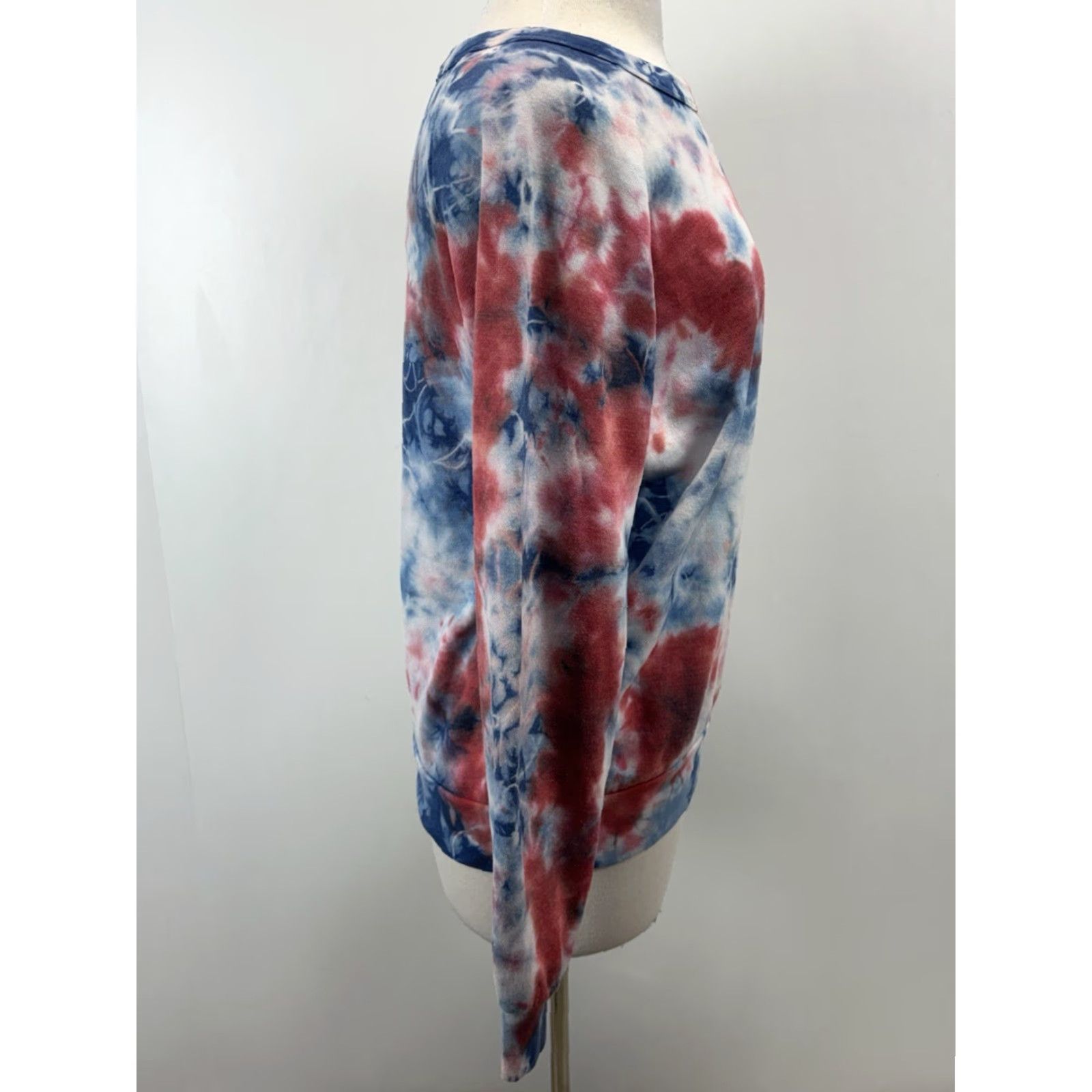 VINTAGE Aviator Nation Sweatshirt Tie Dye Pullover Crew Neck Unisex Small Multicolor Red Blue Relaxed