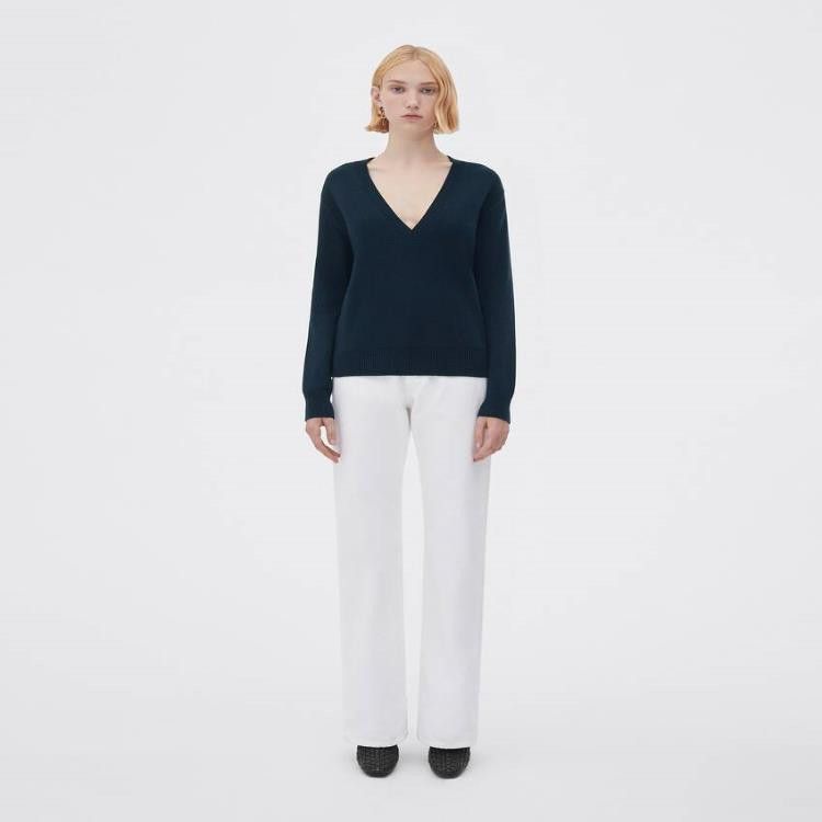Bottega Veneta o1n1vont0625 Compact Cashmere Jumper in Navy Size M / US 6-8 / IT 42-44 - 1 Thumbnail